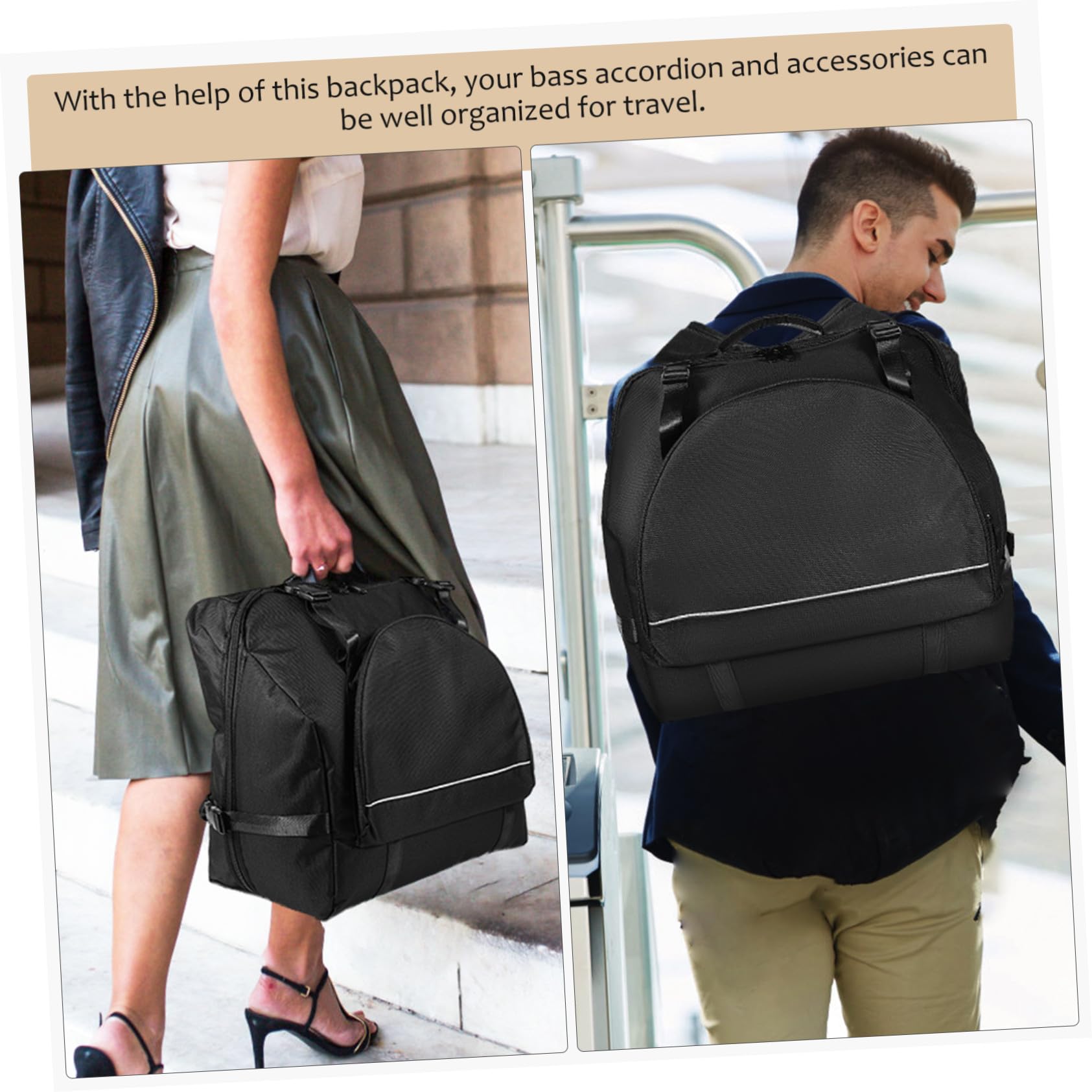 Vaguelly Akkordeontasche für 48/60/72 Bass Akkordeon Gepolsterte Akkordeon Koffer Gigbag Rucksack mit Schultergurte, Zubehör Tasche, Erwachsene Instrument Tragetasche, schwarz
