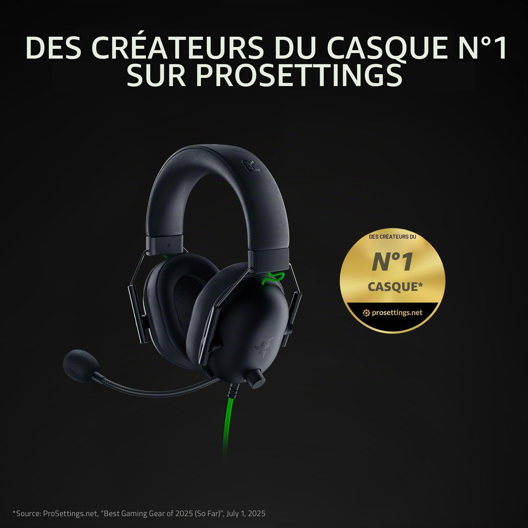 Razer Casque de Jeu BlackShark V2 X : Son Surround 7.1 50 mm Pilote Mousse à mémoire de Forme – PC, PS4, PS5, Nintendo Switch, Xbox One, Xbox Series X & S, Mobile – Jack 3,5 mm Noir