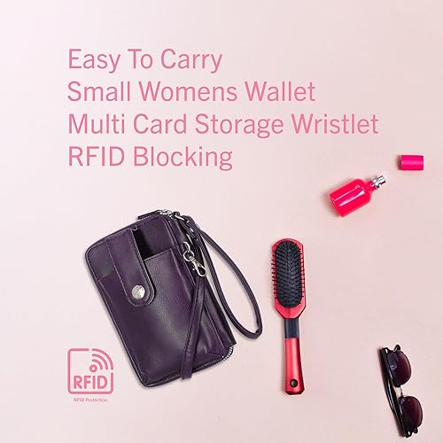 Miniatura 4 de Mundi Jacqui Cartera cruzada RFID para mujer, bolso de viaje pequeño de cuero vegano con soporte para teléfono, organizador compacto con ranuras