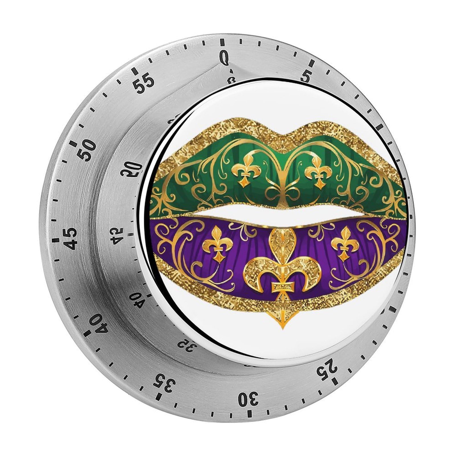 Mardi Purple Green Lips Fleur-De-Lis Gras Mechanical Rotary Timer, Used for Daily Timing