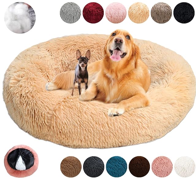 KZhanmy Cama Perro Grande Redonda Cama de Perros Gatos Cómodo Suave Cálido Felpa Donut,Antiestres Lavables…