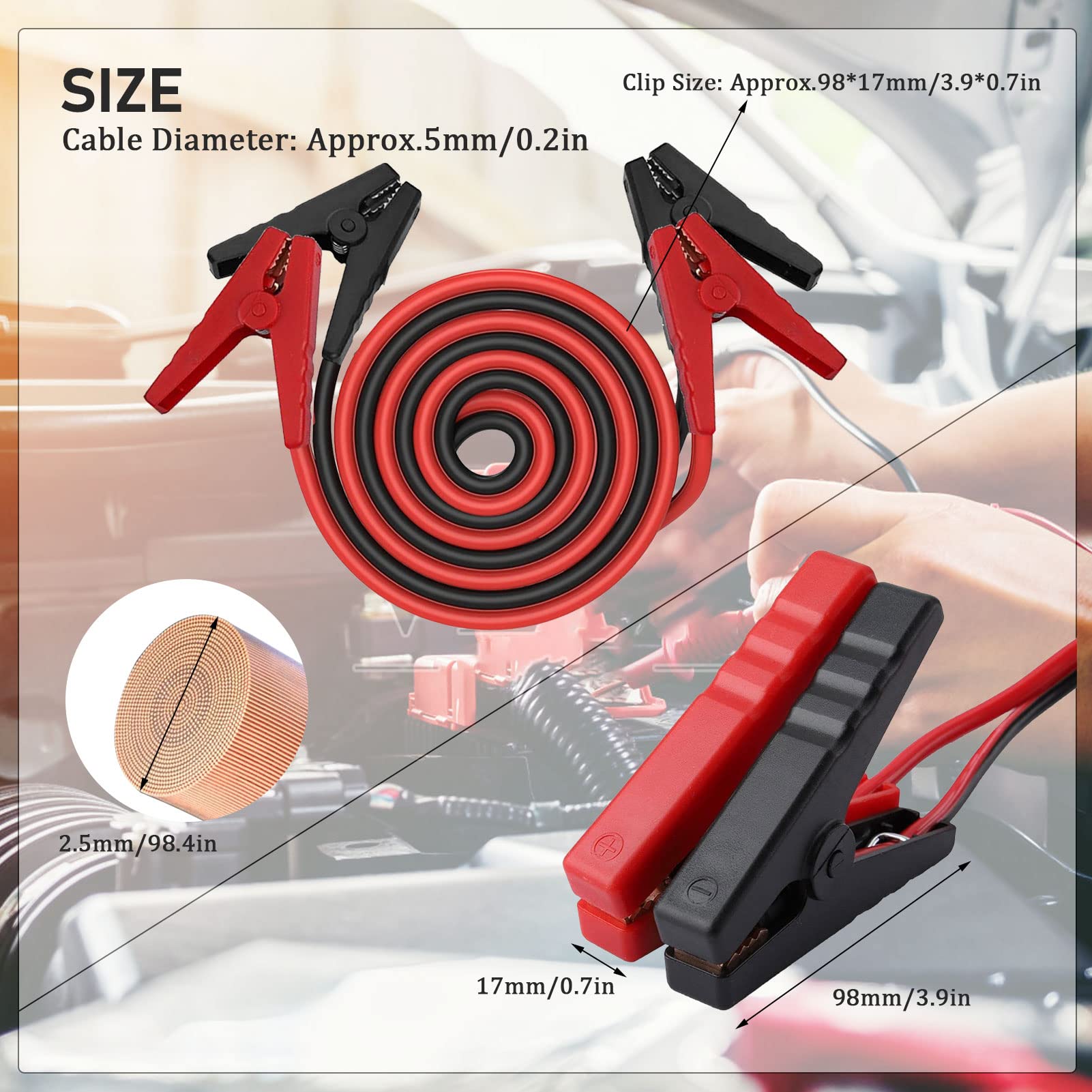 Amazon | 車用ジャンパーケーブルキット 12-24V ユニバーサル 2.5M ABS 