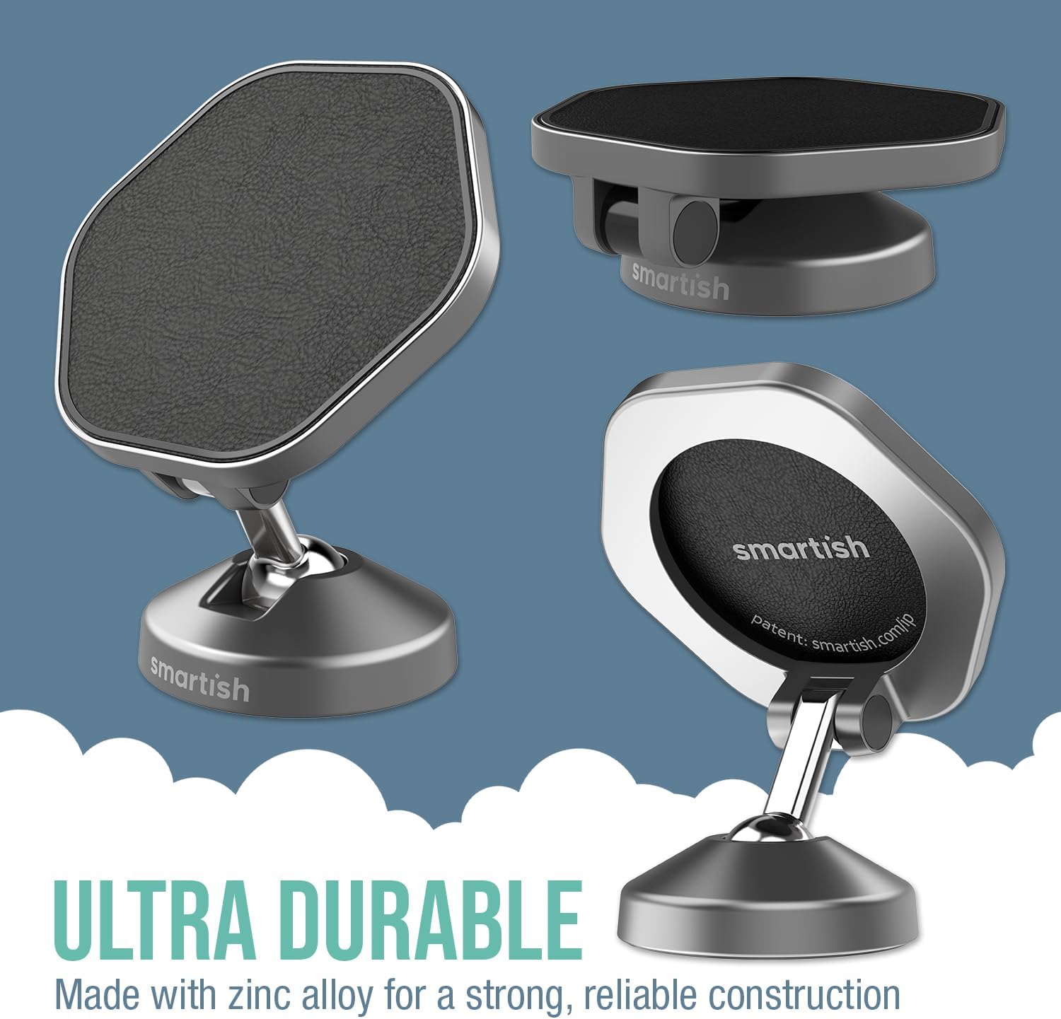 Smartish® MagSafe Mountaineer Car Mount - Compatible w/Apple iPhone 17/16/15/14/13 - Magnetic Stick on Adhesive Phone Holder - Extra Strength Magnet for Apple Accessories - Black Tie Affair
