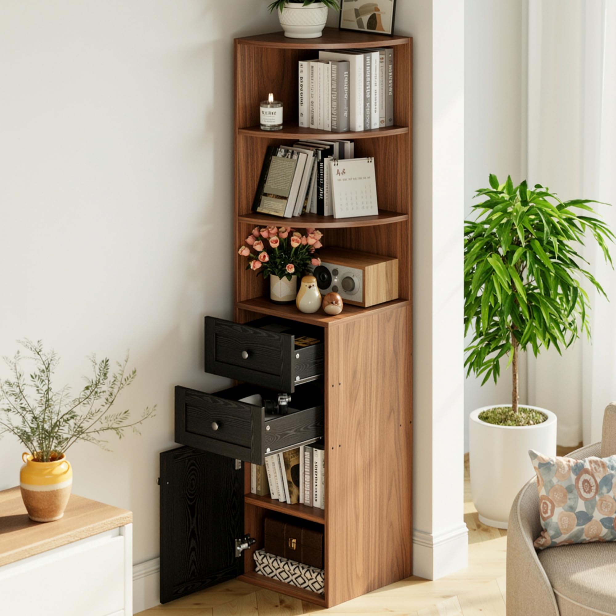 YNWAブック Amazon.com: IRONCK Corner Bookshelf and Bookcase, 71