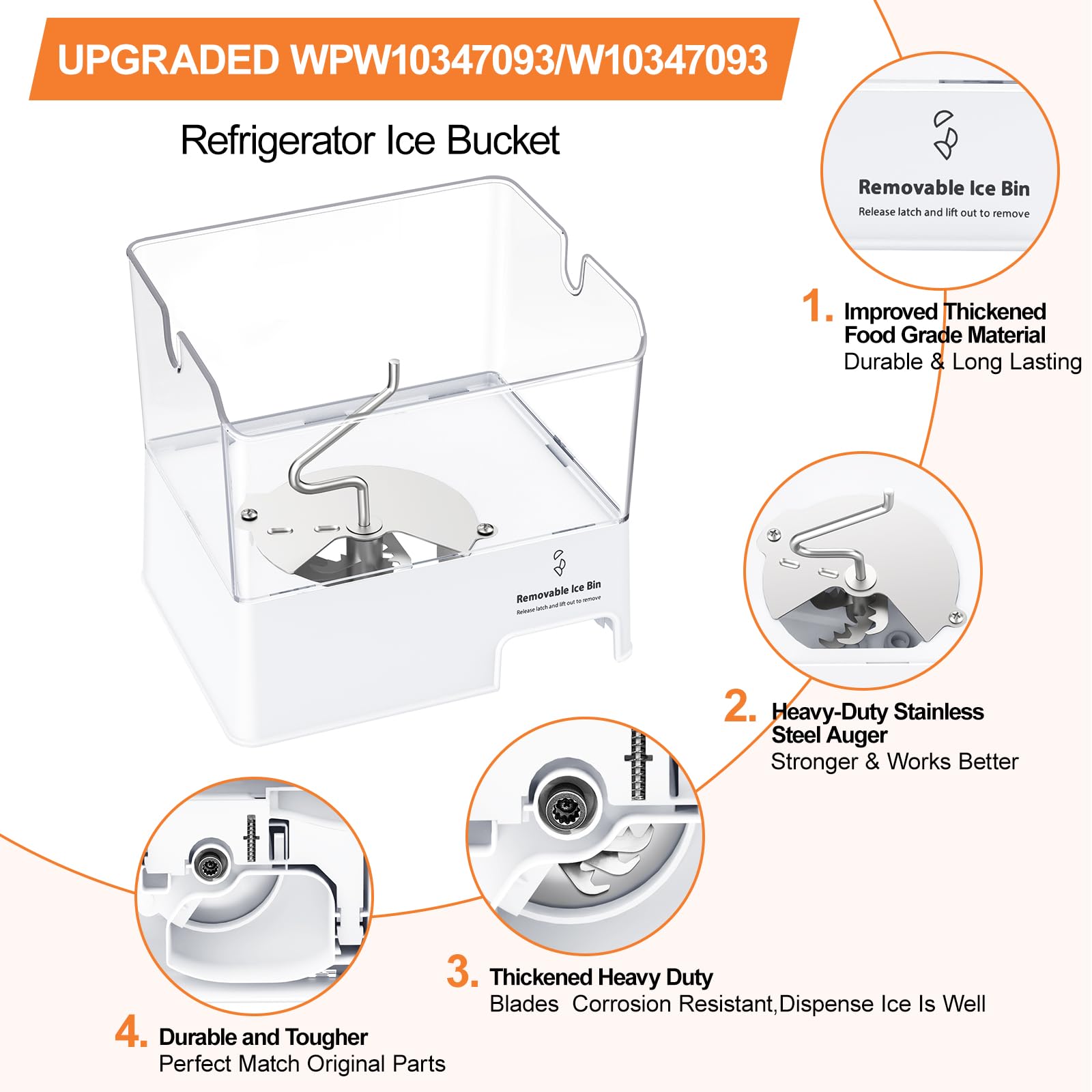Whirlpool Refrigerator Ice Maker Ice Part #WPW10347093 Major