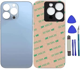 13 Pro Back Glass Replacement for iPhone 13 Pro Rear Back Glass Panel Replacement with Pre-Installed Adhesive + Repairing Toolkit Blue