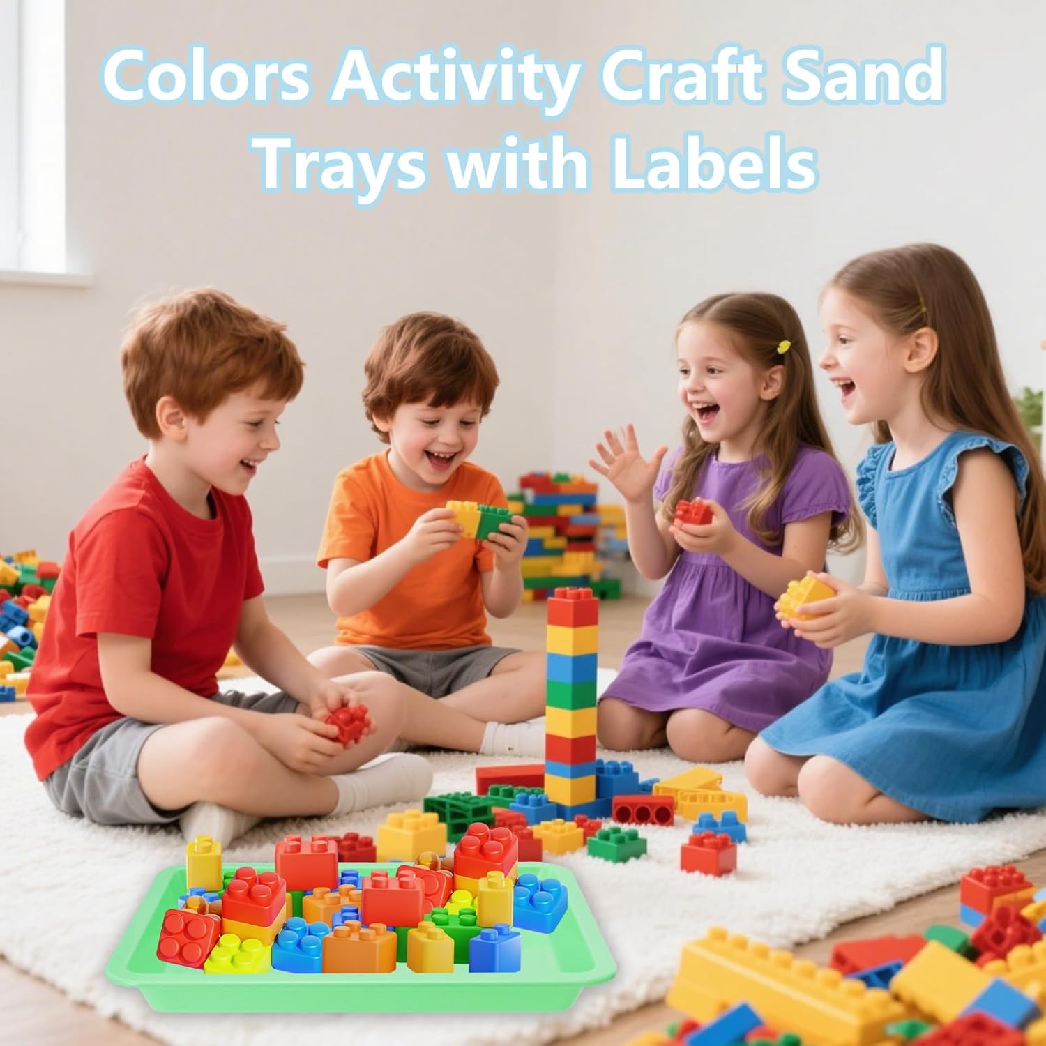 WCHOSOZH 30Pcs Plastic Art Trays, 6 Colors Activity Craft Sand Trays with Labels, Stackable Storage Tray Serving Organizer for DIY Bead Painting Projects, Storage Organizer for Classroom, 9.6 x 7.3 In - Image 6