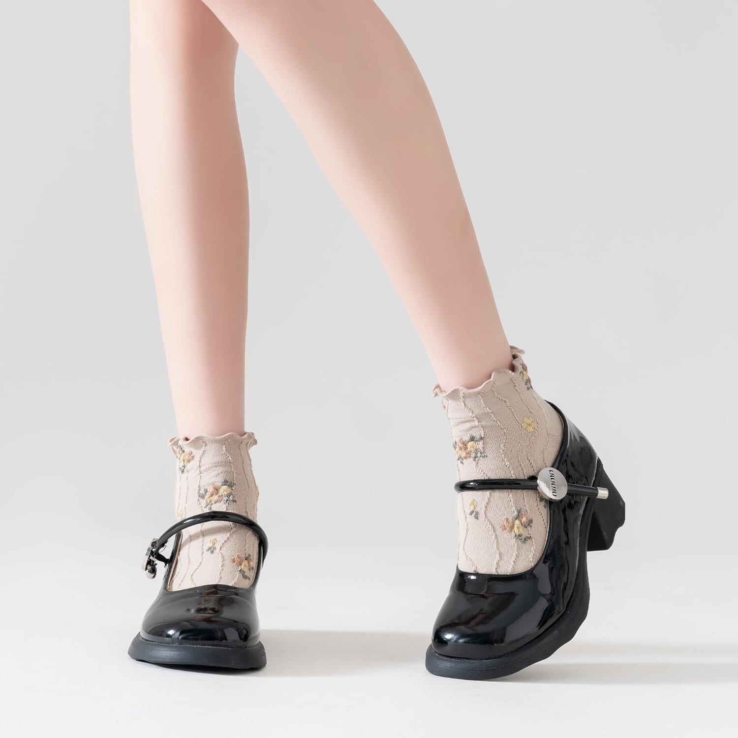 Women‘s Ruffle Ankle Socks,Vintage Patterned,Short Casual Dress Sock,Cute Princess Lettuce Floral Socks 6 Pack - Image 8