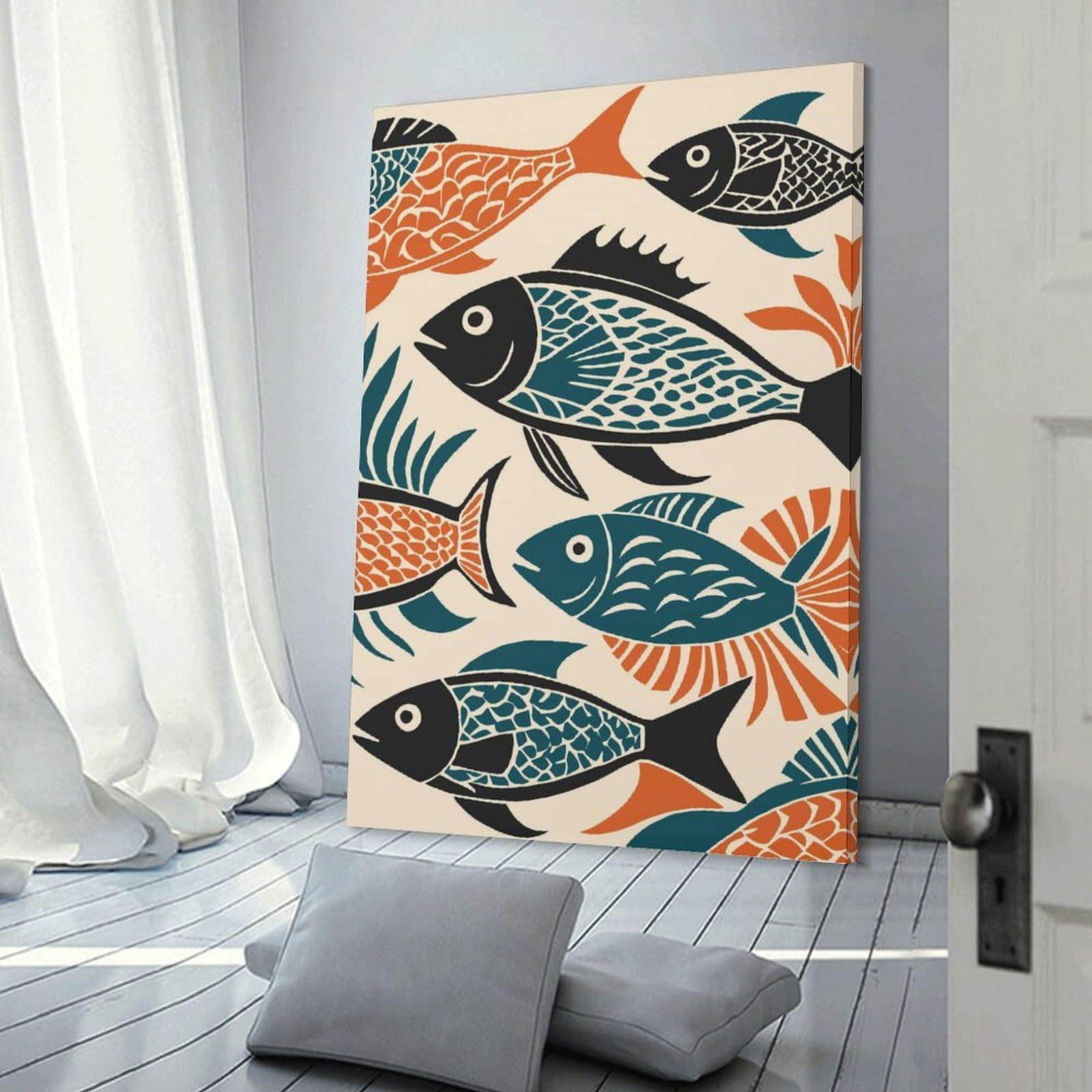 Junmoney Room Decor Wall Art Retro Fish Wall Art, 16x24inch(40x60cm), for Gallery Wall Layouts in Home Or Office, Home Wall Art for Statement Displays