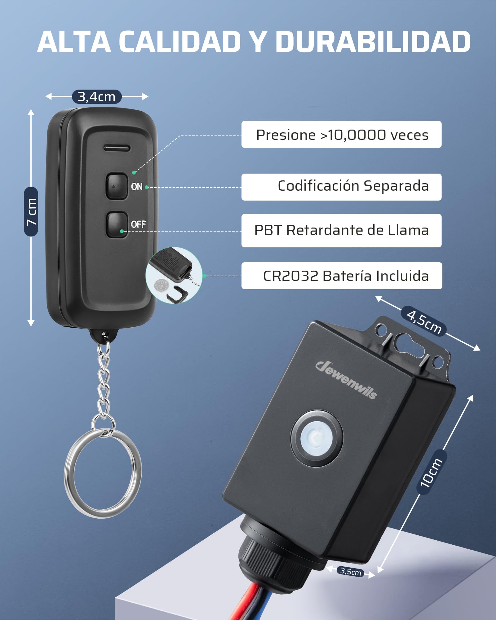 DEWENWILS Interruptor Inalámbrico para Exterior, IP65 Impermeable, Interruptor de Luz Inalámbrico, No Requiere Cableado, Programable y Ampliable