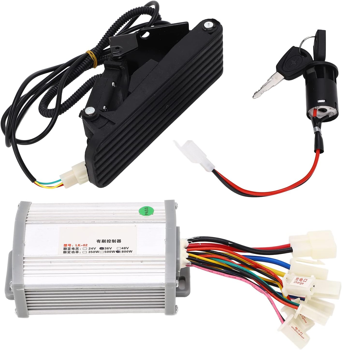 RiToEasysports 36V 800W Electric Brushed Controller,Motor Controller with Throttle Pedal for Electric Motorcycle Tricycle