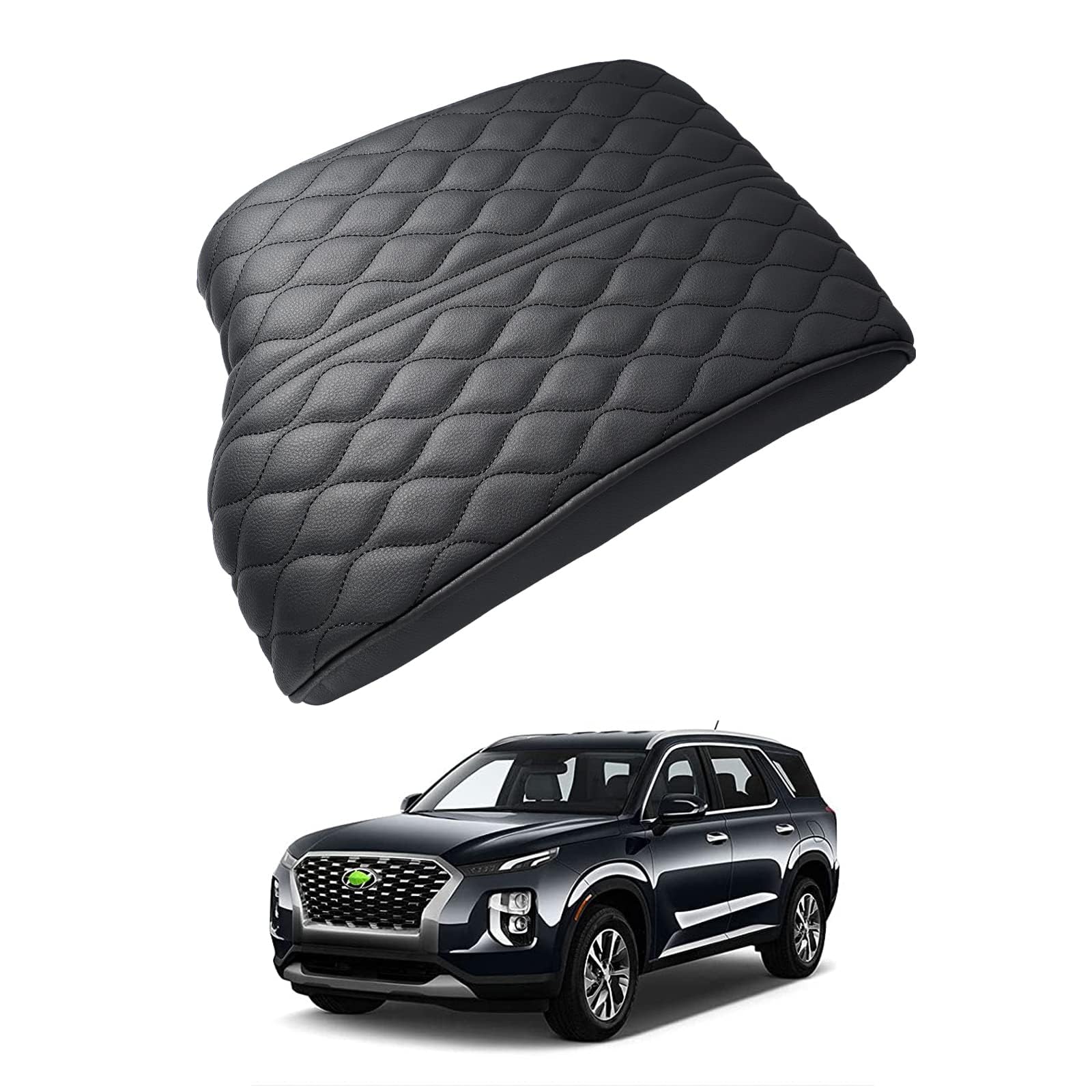 Autorder Center Console Cover for Hyundai Palisade 2020 2021 2022 2023 2024 2025 2026 Accessories Armrest Cover Anti-Scratch Middle Console Pad Leather Armrest Cushion Protector Black