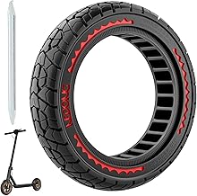 OUXI 10X2.125 Off Road pneu pour Scooter électrique Ninebot F20/F30/F40/F65, pneus en caoutchouc solides de 10 pouces pour pneu de Scooter électrique solide avant et arrière Tubeless(Rouge 1pc)