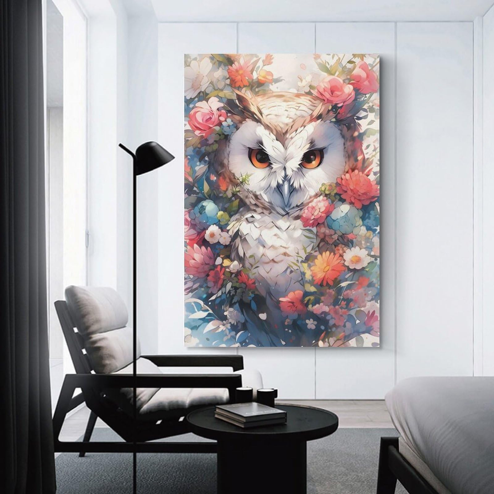 Junmoney Wall Decor Canvas Print Owl The Wise One, 24x36inch(60x90cm), for Sofa Walls, Lounge Or Home Corners, Modern Wall Decor for Cosy Interiors