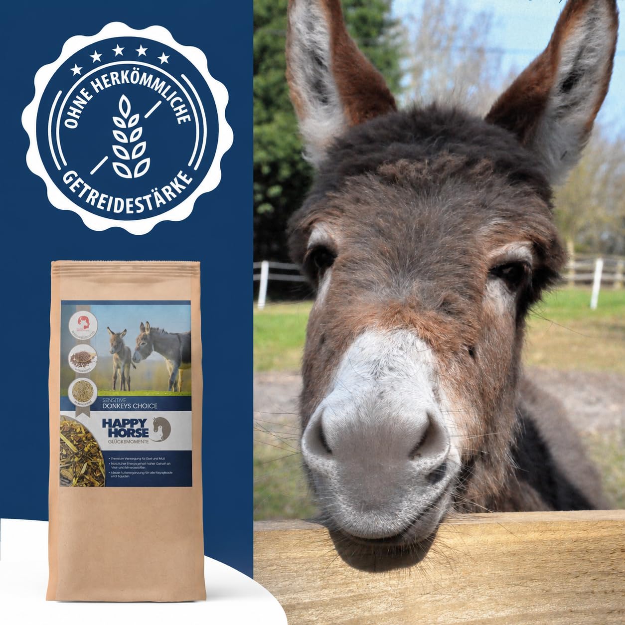 Sensitive Donkey's Choice für Esel, Mulis & Maulesel | 2 x 14 kg | Getreidefrei & melassefrei | Energiearmes Müsli mit Kräutern & hohem Rohfaseranteil | Mineralfutter für leichtfuttrige Equiden