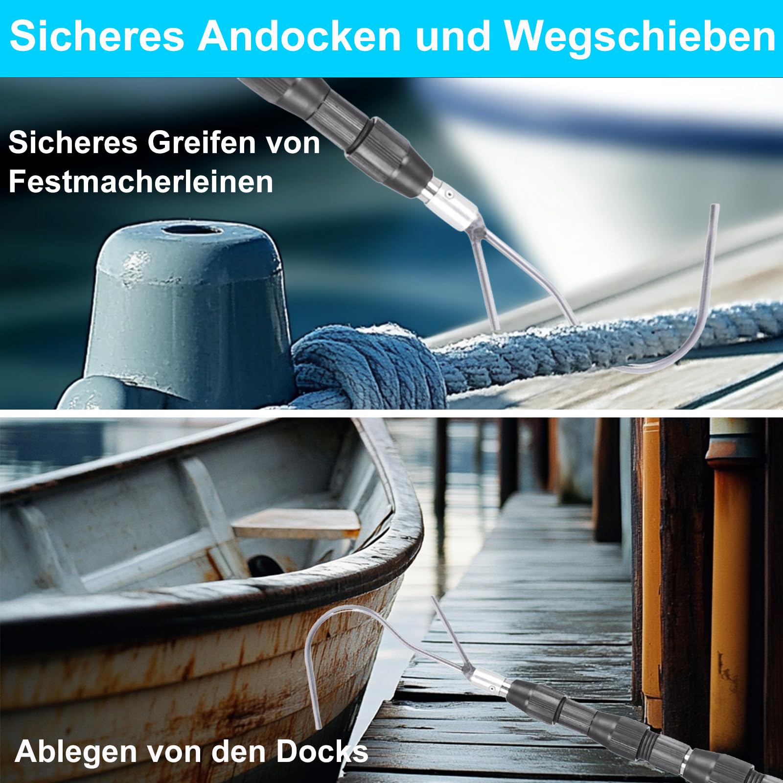 BeGrit Teleskop Bootshaken Edelstahl Ausziehbar Dock Polen 90-250 cm,Ø 25mm seewasserbeständig Schleusenhaken Langlebig Rostbeständig Ausziehbar Bootshaken für Boot Docking Positionieren