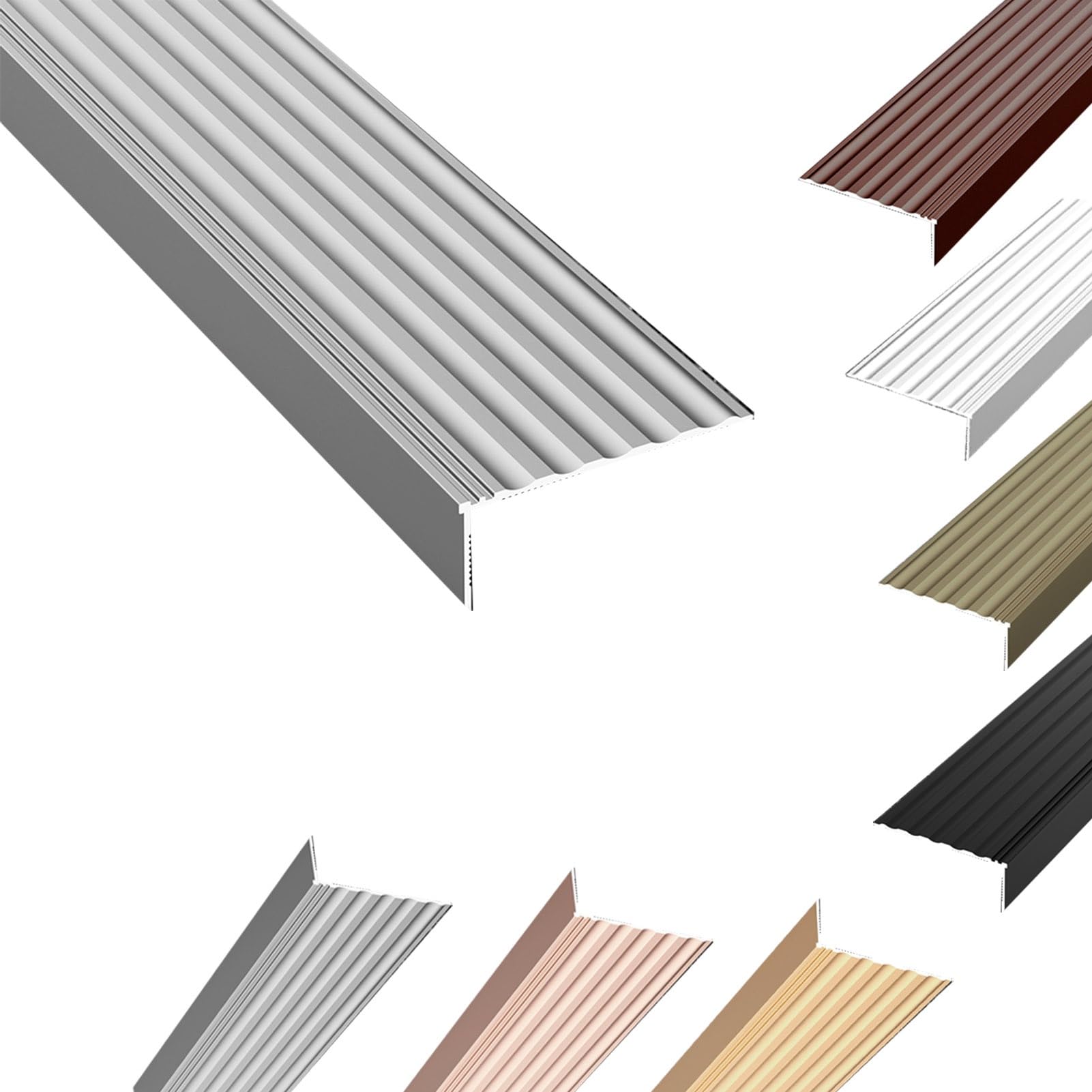 Lshtshf-Ou Iron Gray Aluminum Step Edge Protector Trim Non-Slip Stair Nosing Molding Staircases Treads Angle Strip(,110Cm L)