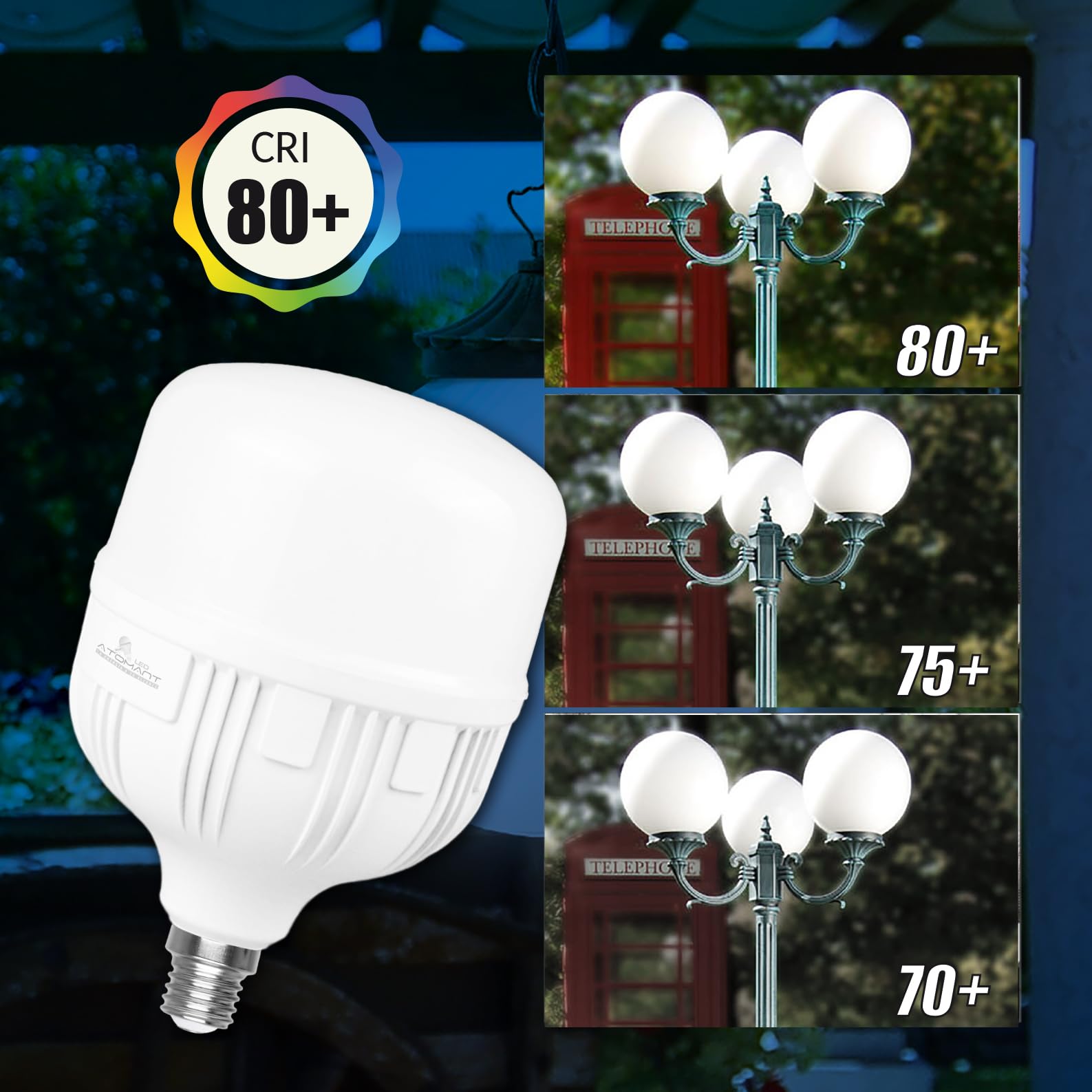LED ATOMANT 5x LED Lampe E27 T120 50W Kaltweiß 5500lm | Großer Sockel, 6500K