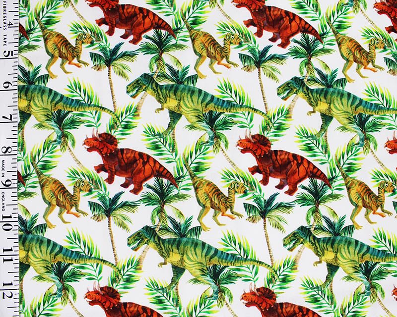 Little Johnny 100% Cotton Dino Rawr 150cm Wide Digital Printed Cotton Fabric Ideal for Crafting, Quilting, Home Décor, Art & Craft