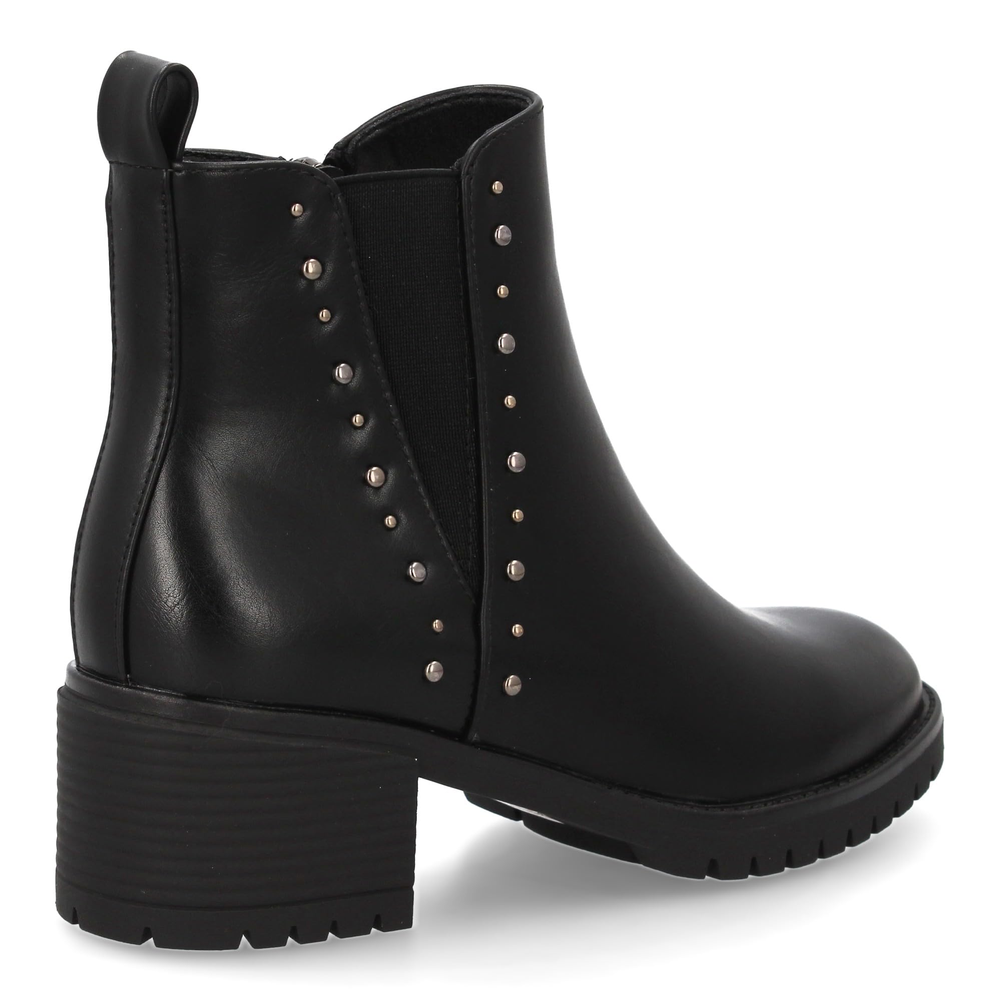shoes&blues.es Botin para Mujer Estilo Chelsea, con Tacon Ancho, Adorno de Tachuelas y Elasticos. Ideal para Temporada Otono Invierno.