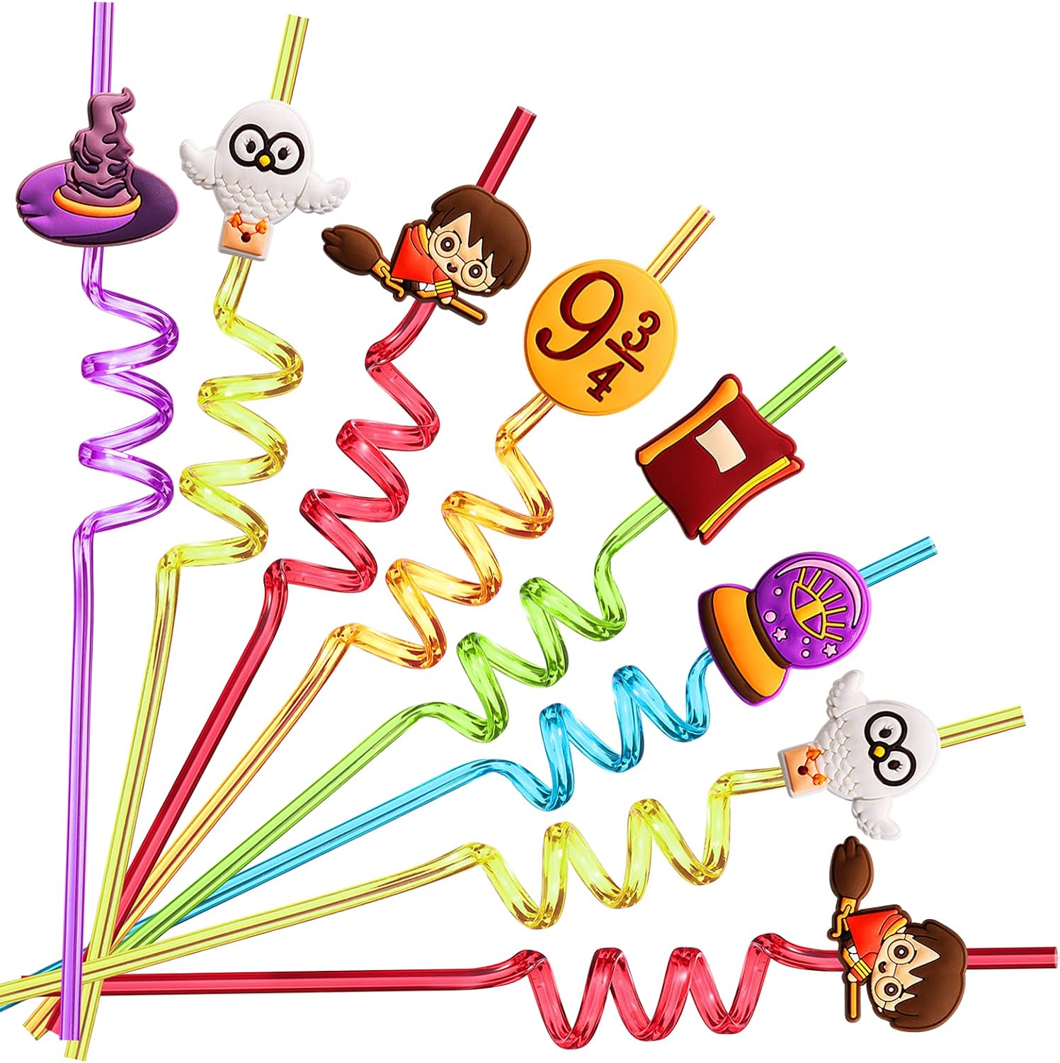 Reusable Wizard-Themed Party Straws for Kids