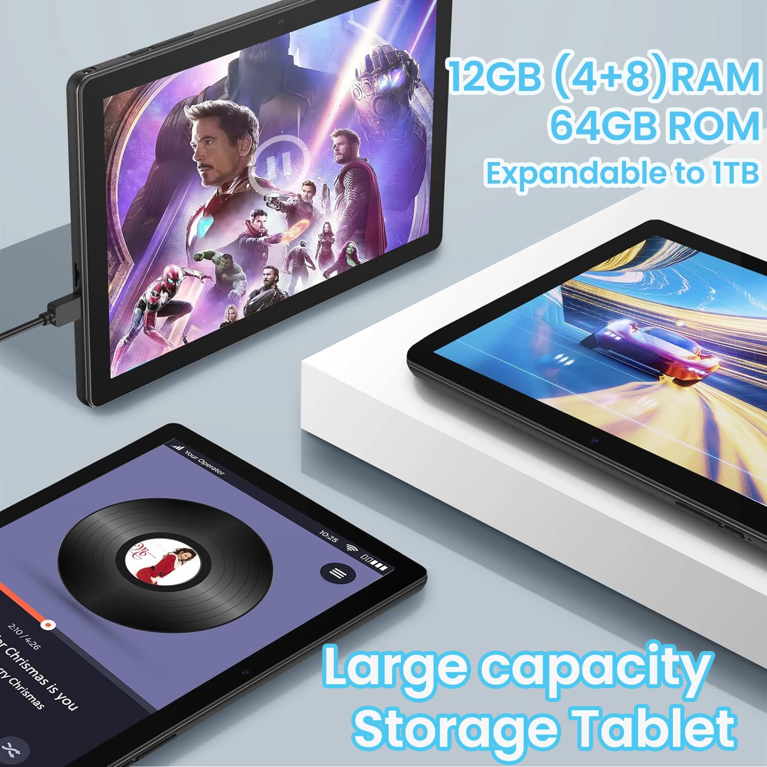 10.1 Inch Android 14 Tablet, Octa-Core, 12GB RAM + 64GB ROM, 1TB