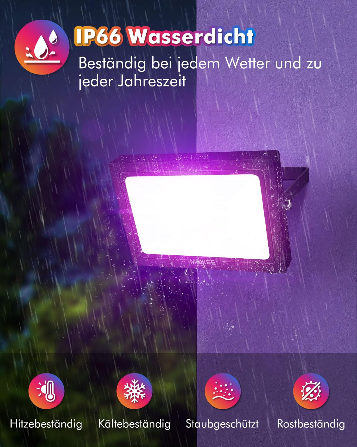 MEIKEE Reflektor RGB 25 W z pilotem zdalnego sterowania, 30 trybów, 10 kolorów, funkcja pamięci, reflektor RGB, IP66, wodoszczelny, 6 poziomów jasności, do baru, na imprezę, dyskotekę, imprezę, scenę