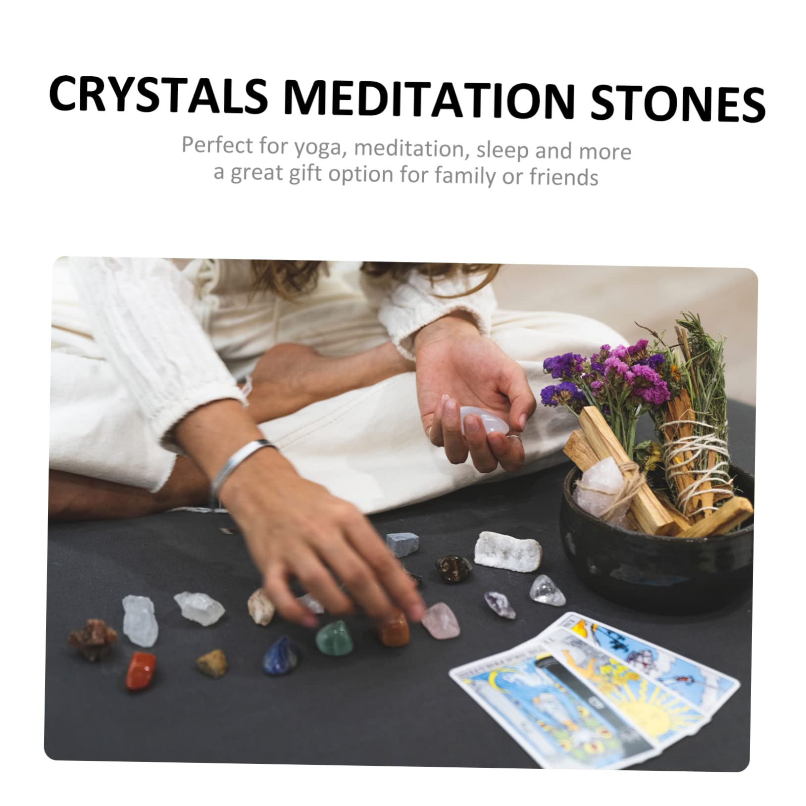 3 Set Crystal Yoga Stone Chakra Cristalli Per Fabbricazione Quarzo Artigianato Di Cristallo Pietre Di Cristallo Ornamento Da Scrivania Pietra Naturale 14 Pezzi*3