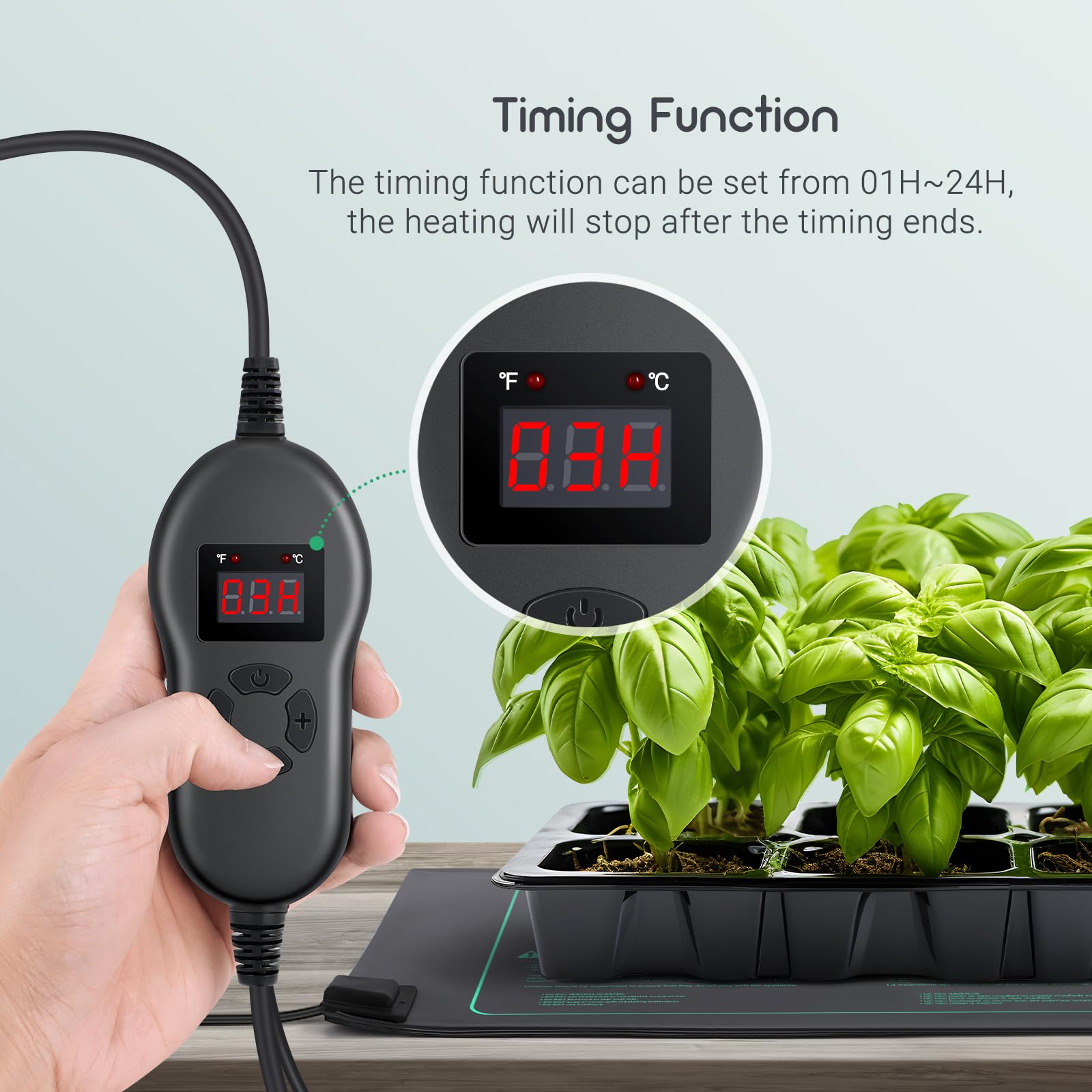 Luxbird 2 esteras calefactoras con 1 controlador, función de temporización, 30 W, control de uno a muchos, IP67 impermeable, esteras térmicas, 52,7 x 25,4 cm
