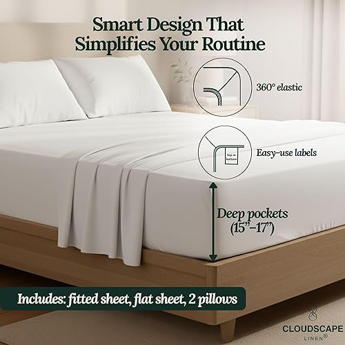 Miniatura 4 de Sábanas 100% de algodón egipcio, tamaño King, refrescantes y transpirables de 4 piezas de tejido de satén sedoso, sábanas ultrasuaves y duraderas