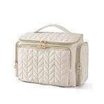 BAGSMART Travel Toiletry Bag, Large Wide-open Travel Bag for Toiletries, Makeup Cosmetic Travel Bag with Handle-Grey