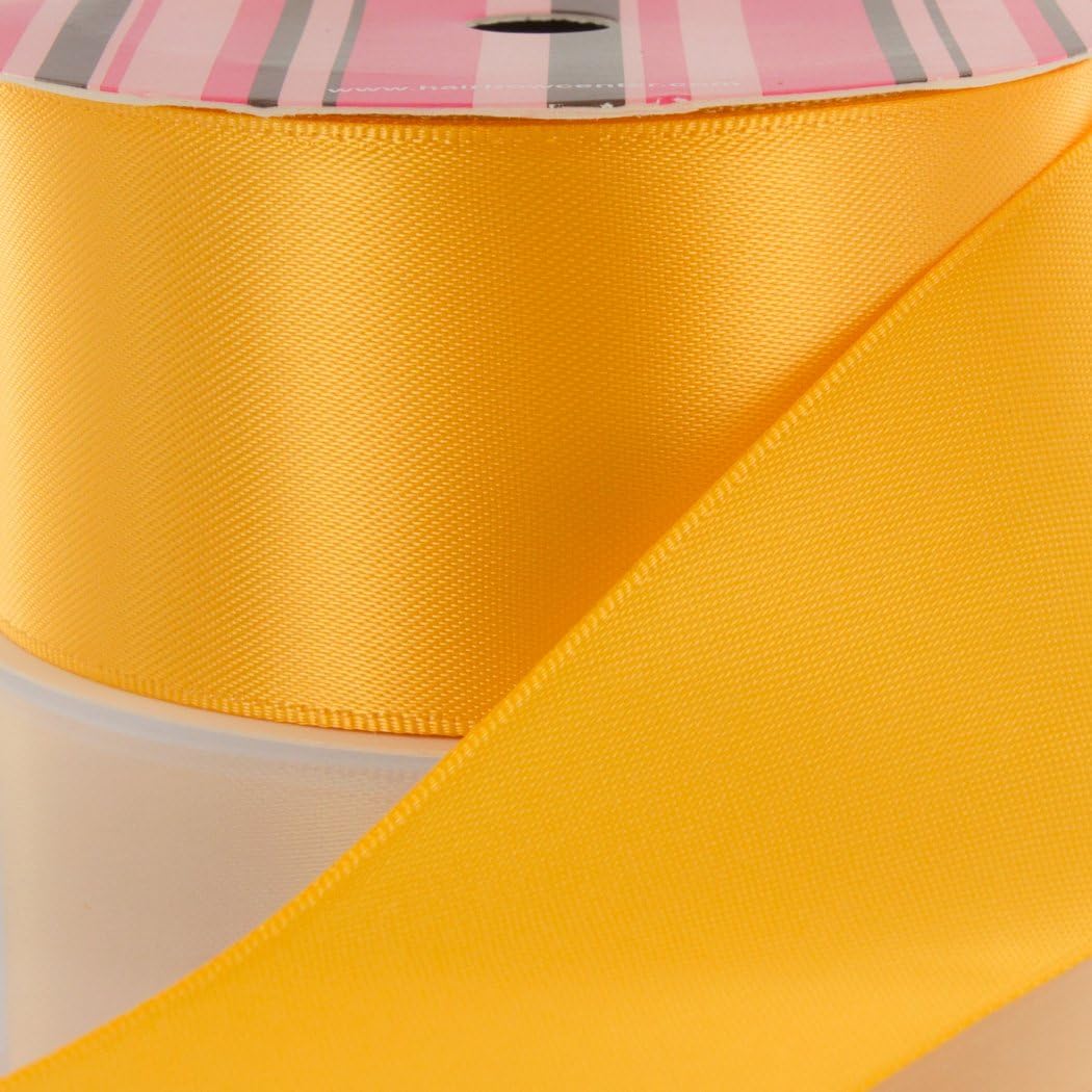 3インチ イエローゴールド 両面サテンリボン 25ヤード