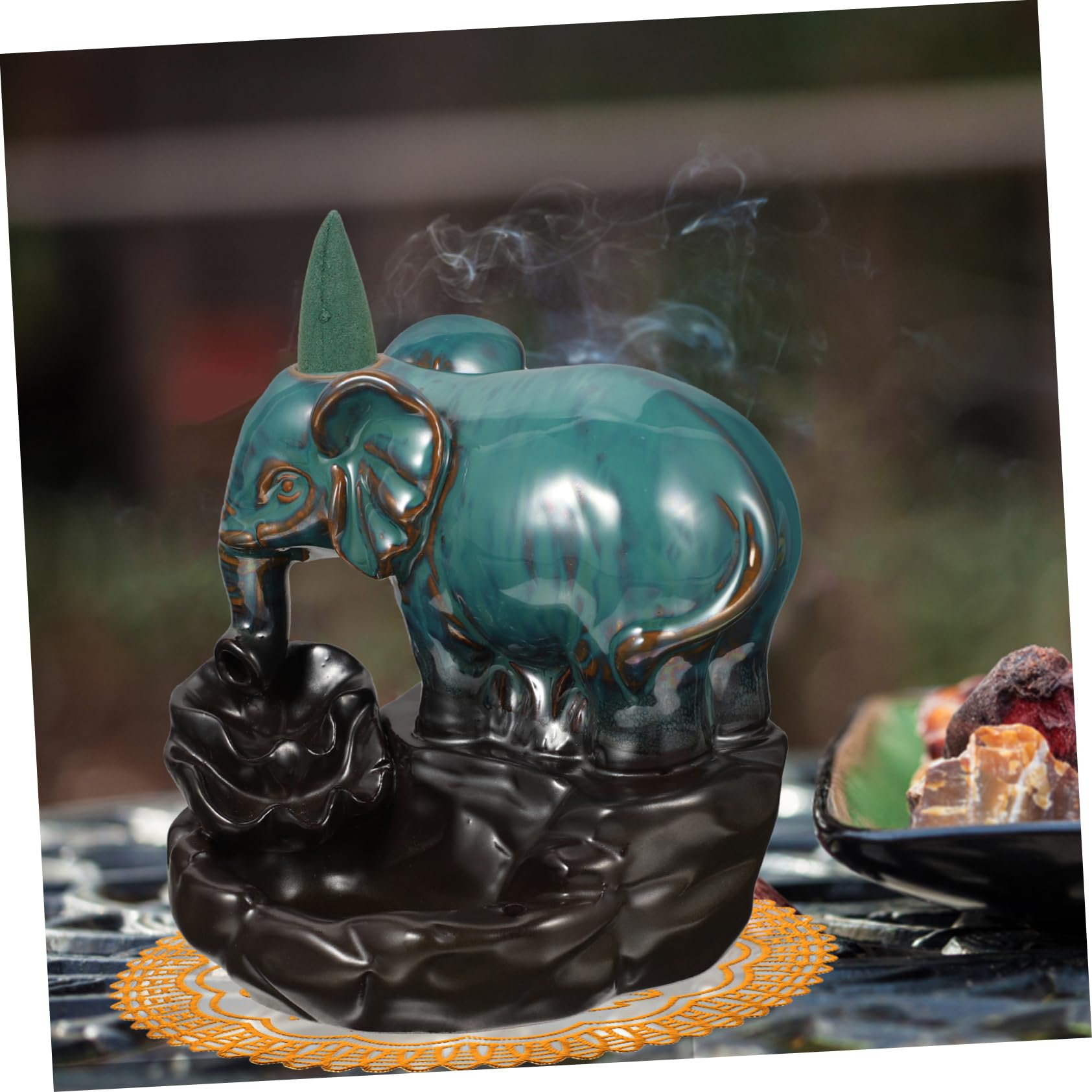 Hemobllo 1satz Räuchergefäß Aus Porzellan Elefantenform Rückfluss-räucherkegel Halter Für Meditation Und Aromatherapie Für Entspannung Und Luftreinigung