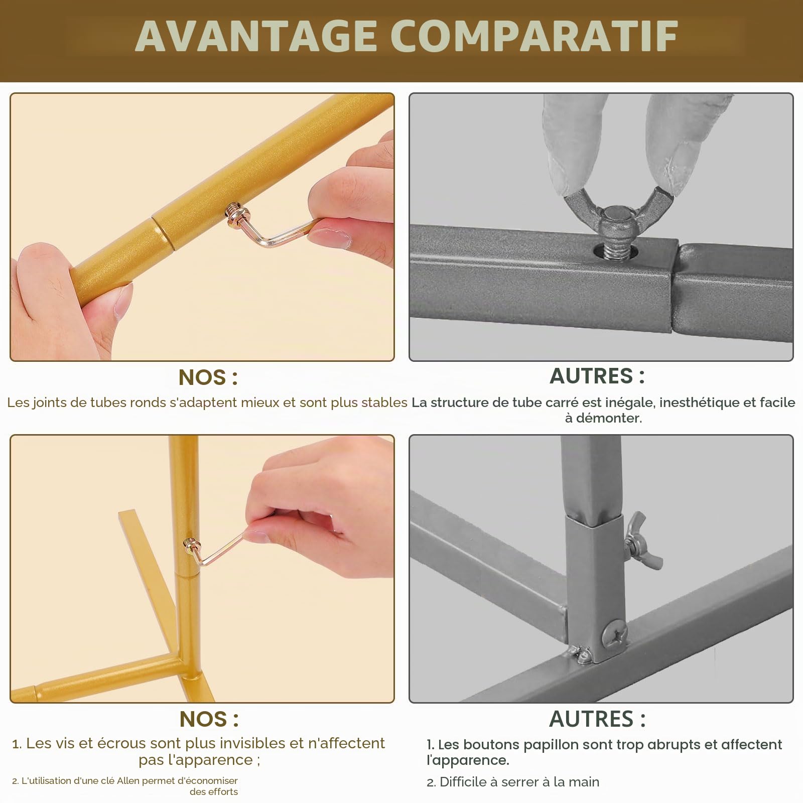 Lot de 3 Arches de Mariage en Métal Doré, Grand Kit de Support de Toile de Fond, Cadre de Guirlande Artificielle, Adaptées Arche de Mariage, Fêtes Prénatales, Anniversaires(6,56 Ft, 5,25 Ft, 4,27 Ft)