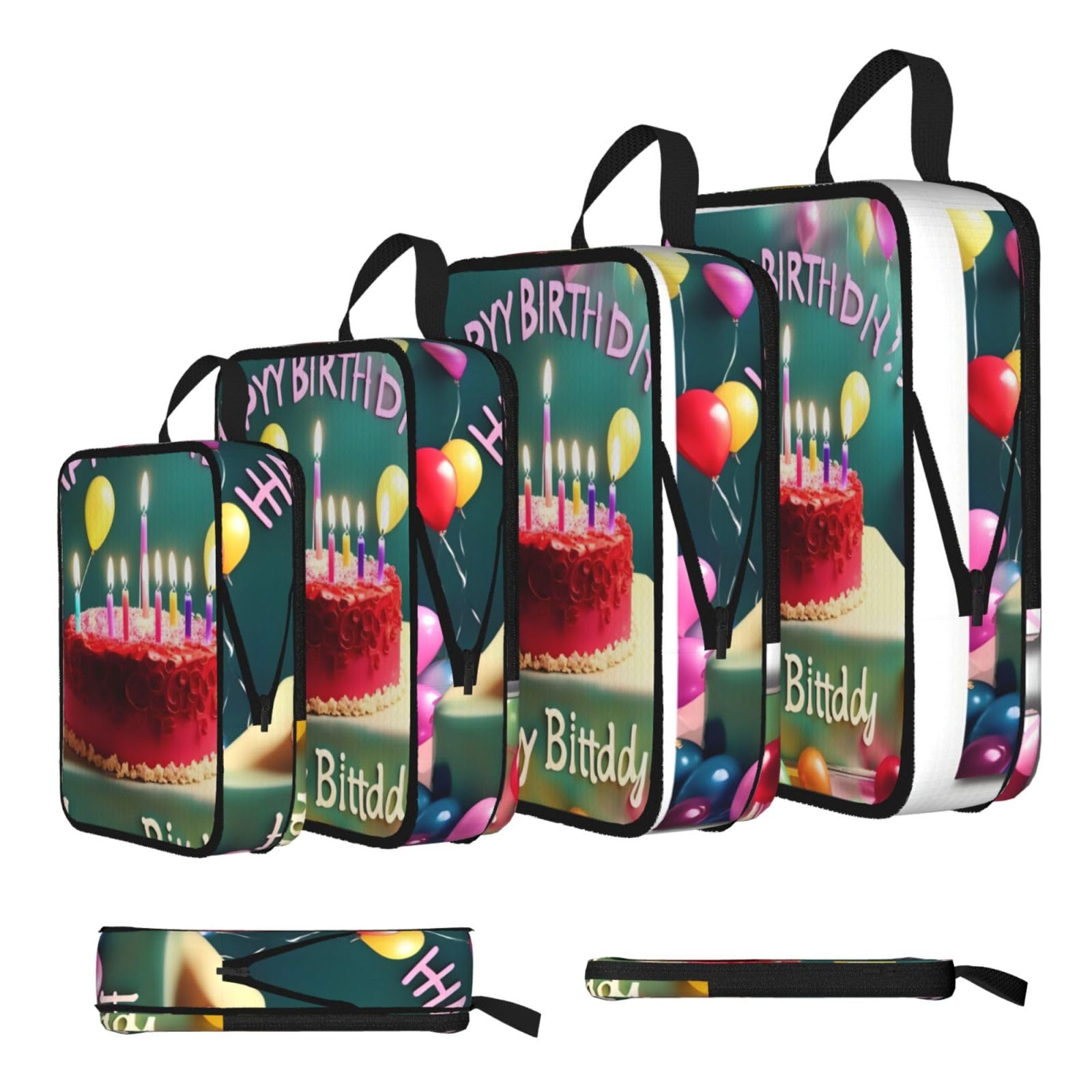 Sxzvvbn Black Happy Birthday Beautiful Compression Packing Cubes 4 Piece Set