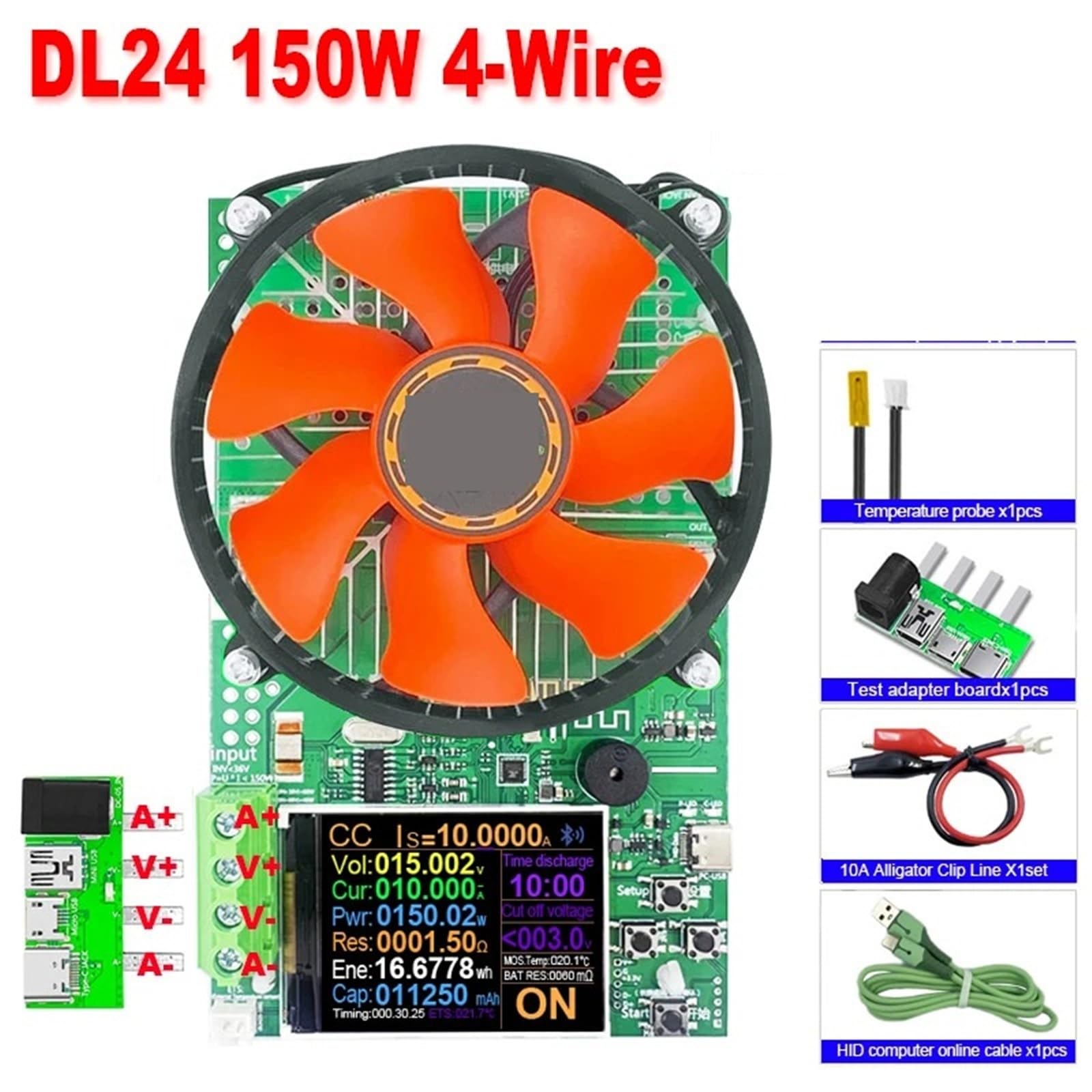 Elektroniczny tester obciążenia, Tester USB o mocy 150 W i napięciu 20 A. Elektroniczny monitor pojemności baterii litowej. Zasilanie miernika rozładowania