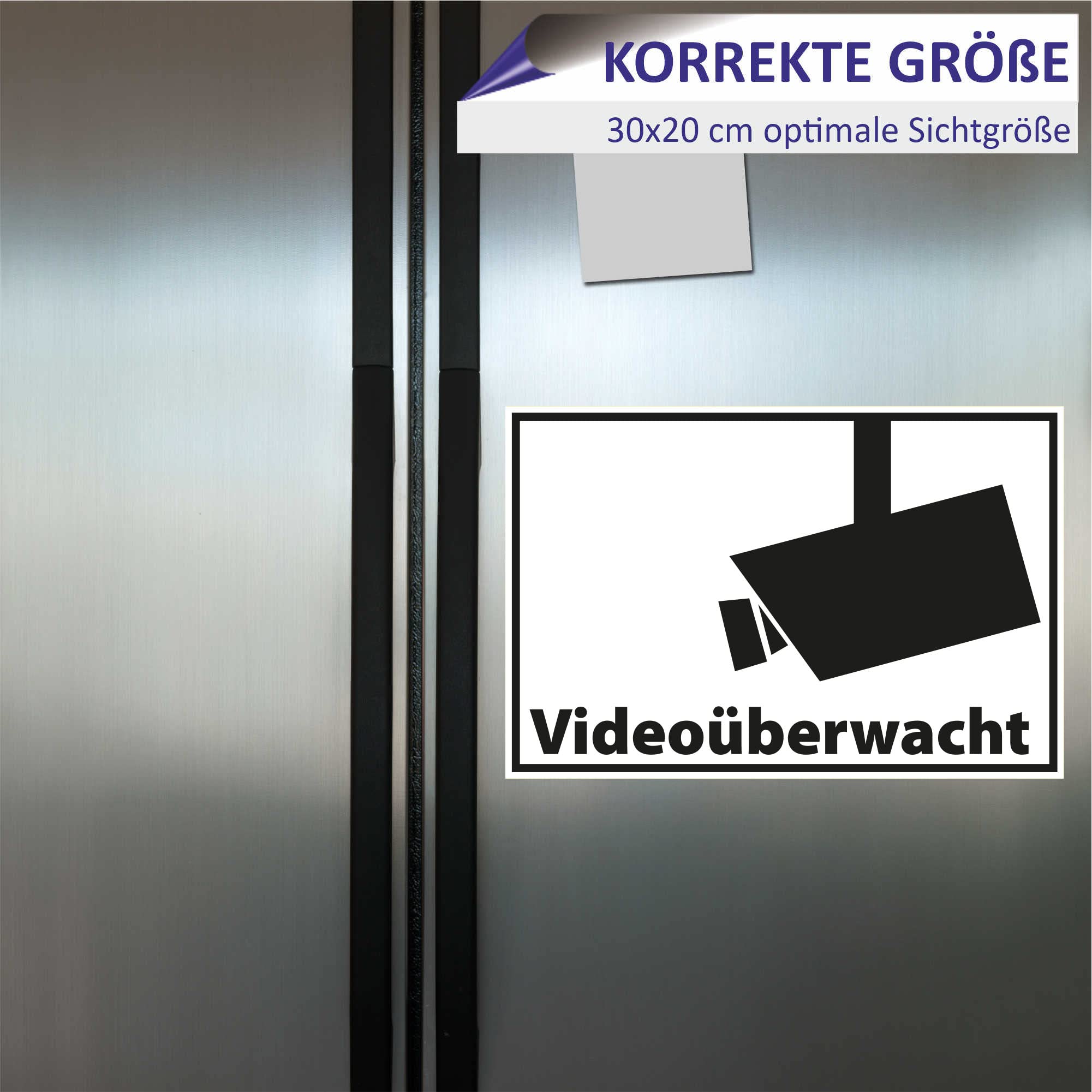 INDIGOS UG - Schilder - 297x210mm - Schild DIN A4 20 Stück - Achtung Videoüberwachung - Aluverbundplatte - für Garage, Hotel, Parkplatz, Schule, Carport, Firma