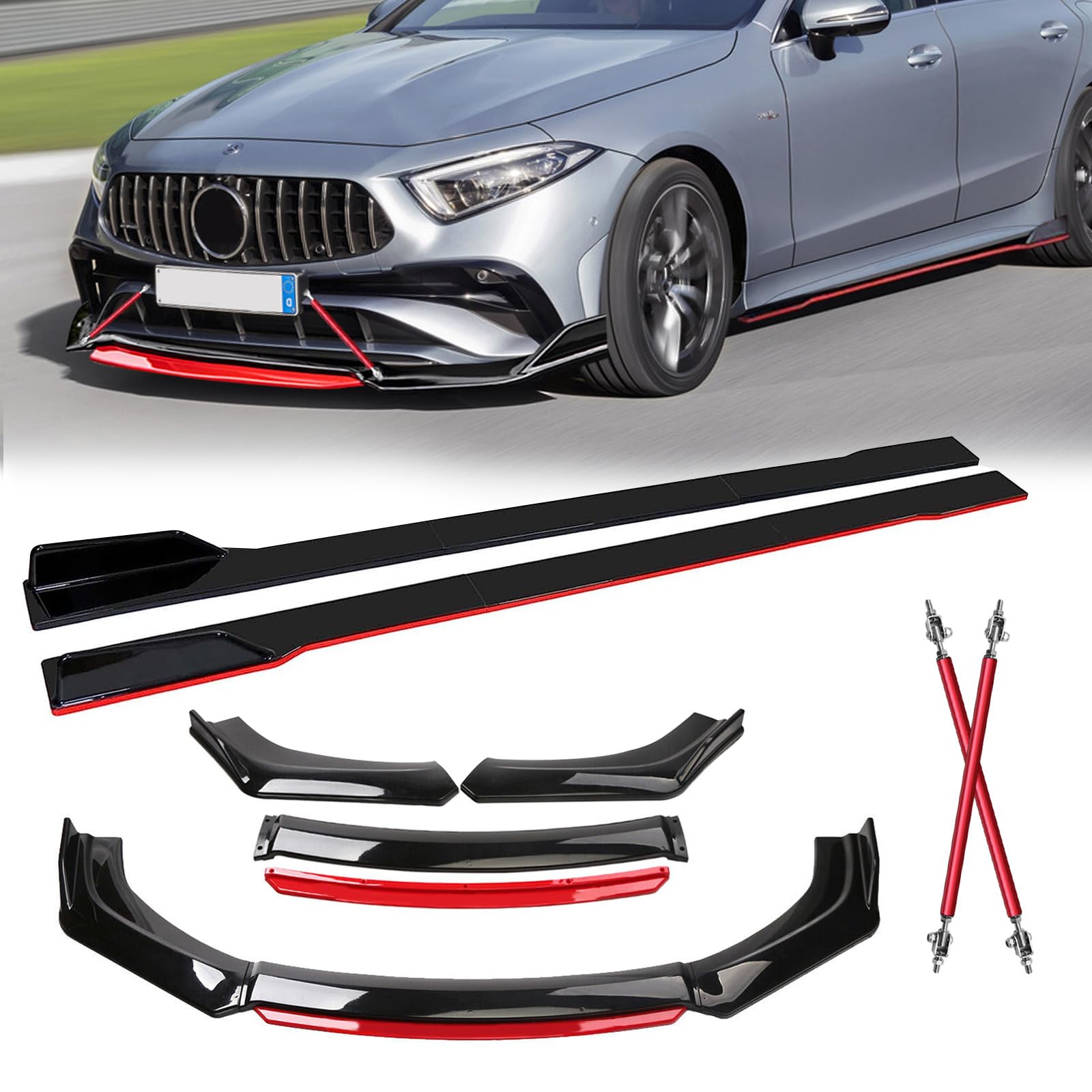 TOMICOB 12Pcs Front Bumper Lip and Side Skirt Body Kit