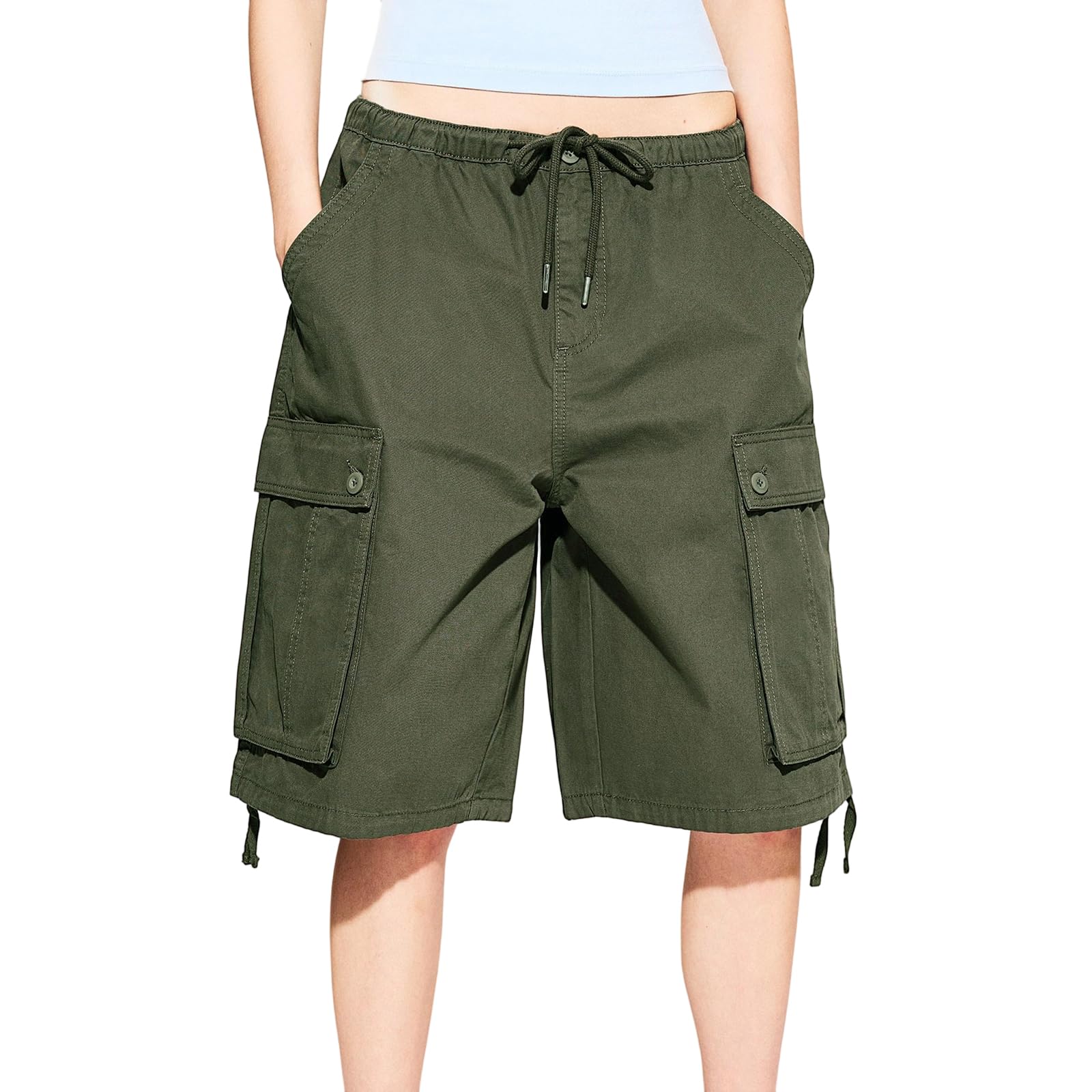 Short en jean avec poche cargo et cordon de serrage ajustable - 8