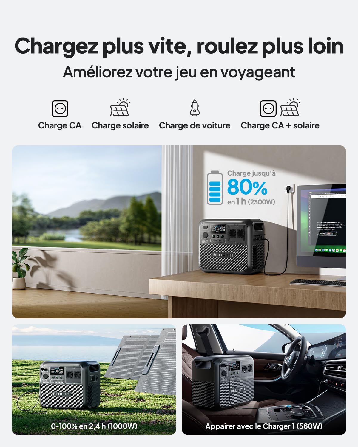 BLUETTI Elite 200 V2 Générateur Électrique Portable avec 200W Panneau Solaire, 2073,6Wh avec 2 Prises CA 2600W, Durée de Vie de 17 Ans, Alimentation de Secours LiFePO4 pour Camping-car
