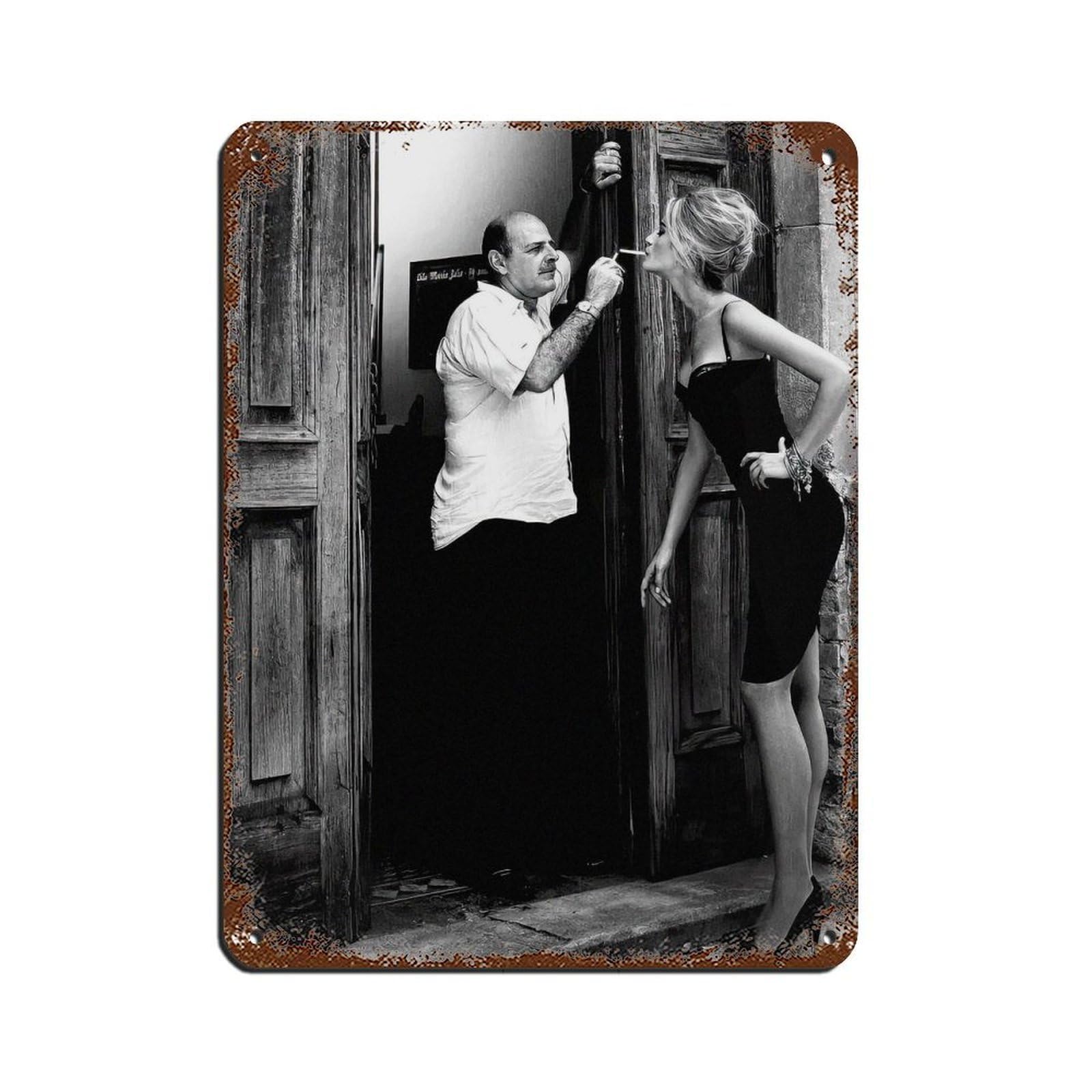 Woman Smoking A Cigarette in Paris, Tin Sign Vintage Metal Pub Club Cafe Bar Home Wall Art Decoration Poster Retro 12x16inch(30x40cm)