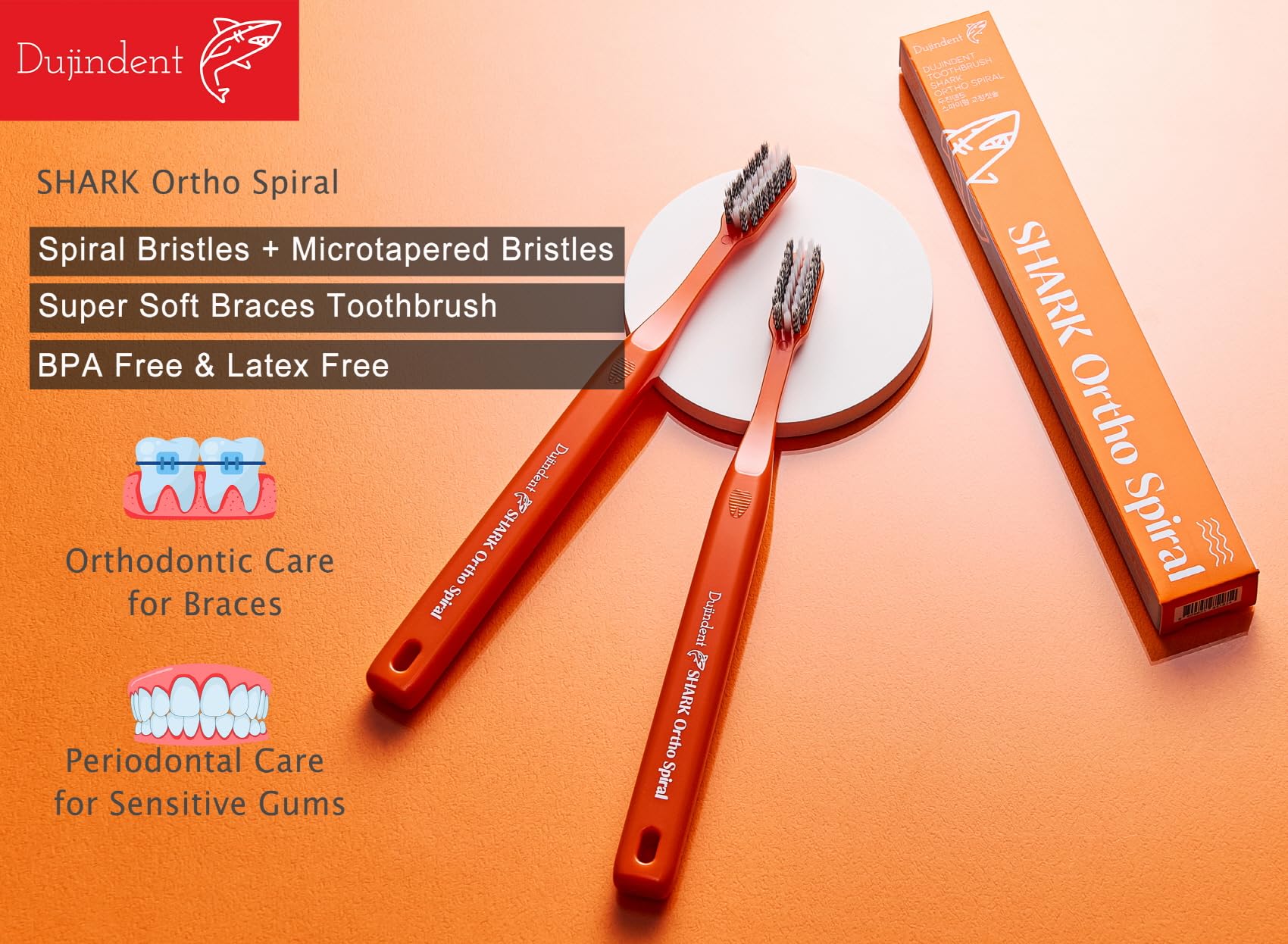 Cepillo de dientes de ortodoncia para aparatos ortopédicos [4 paquetes] [fabricado en Corea] Corte en V Dupont USA Bristles Braces cepillo de dientes para soportes y limpieza de cables
