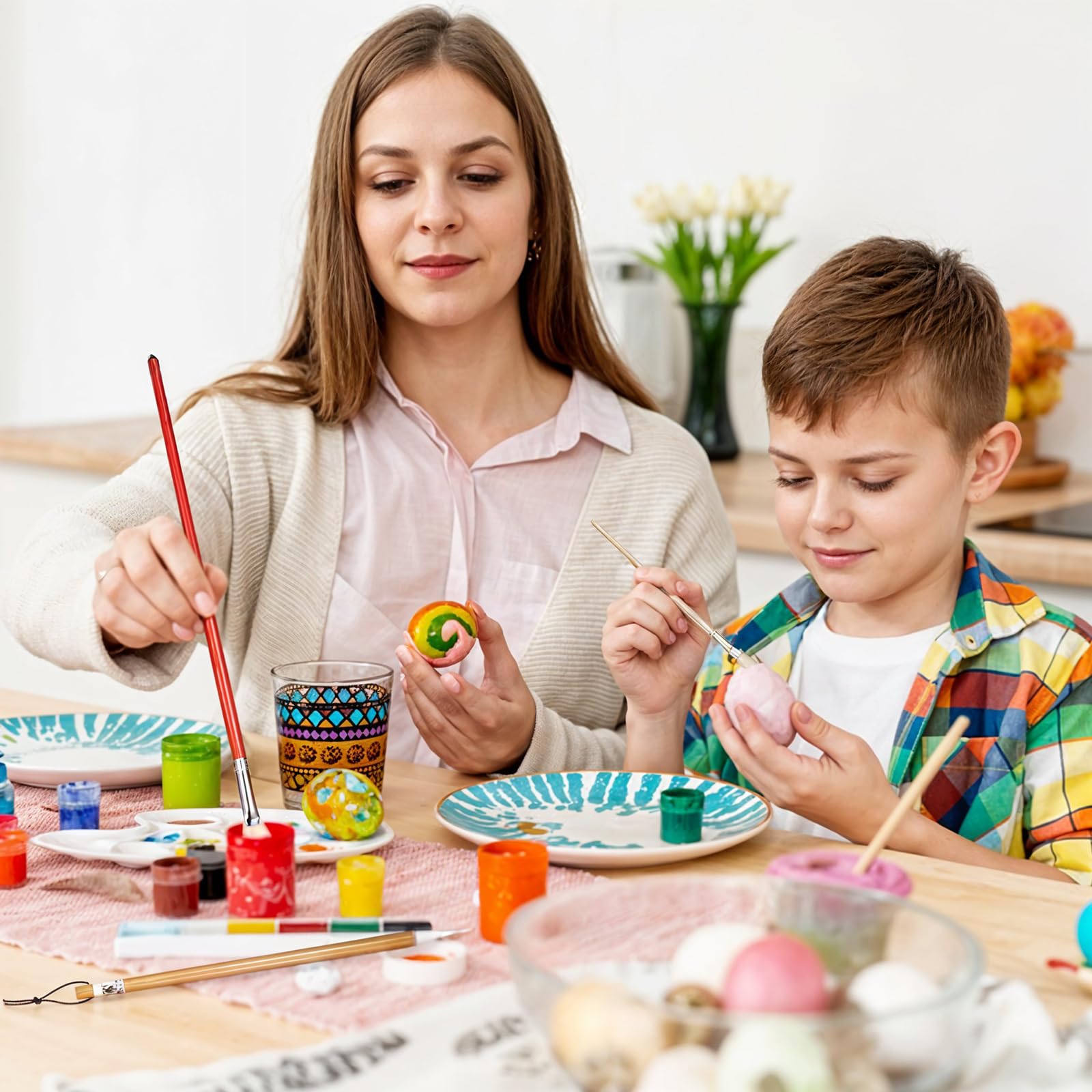 Juego de 20 pinceles de cerámica para esmalte, pinceles de cerámica de madera con mango largo, diferentes formas, herramienta de pincel de lana, acuarela, óleo, acrílico, suministros de pintura para
