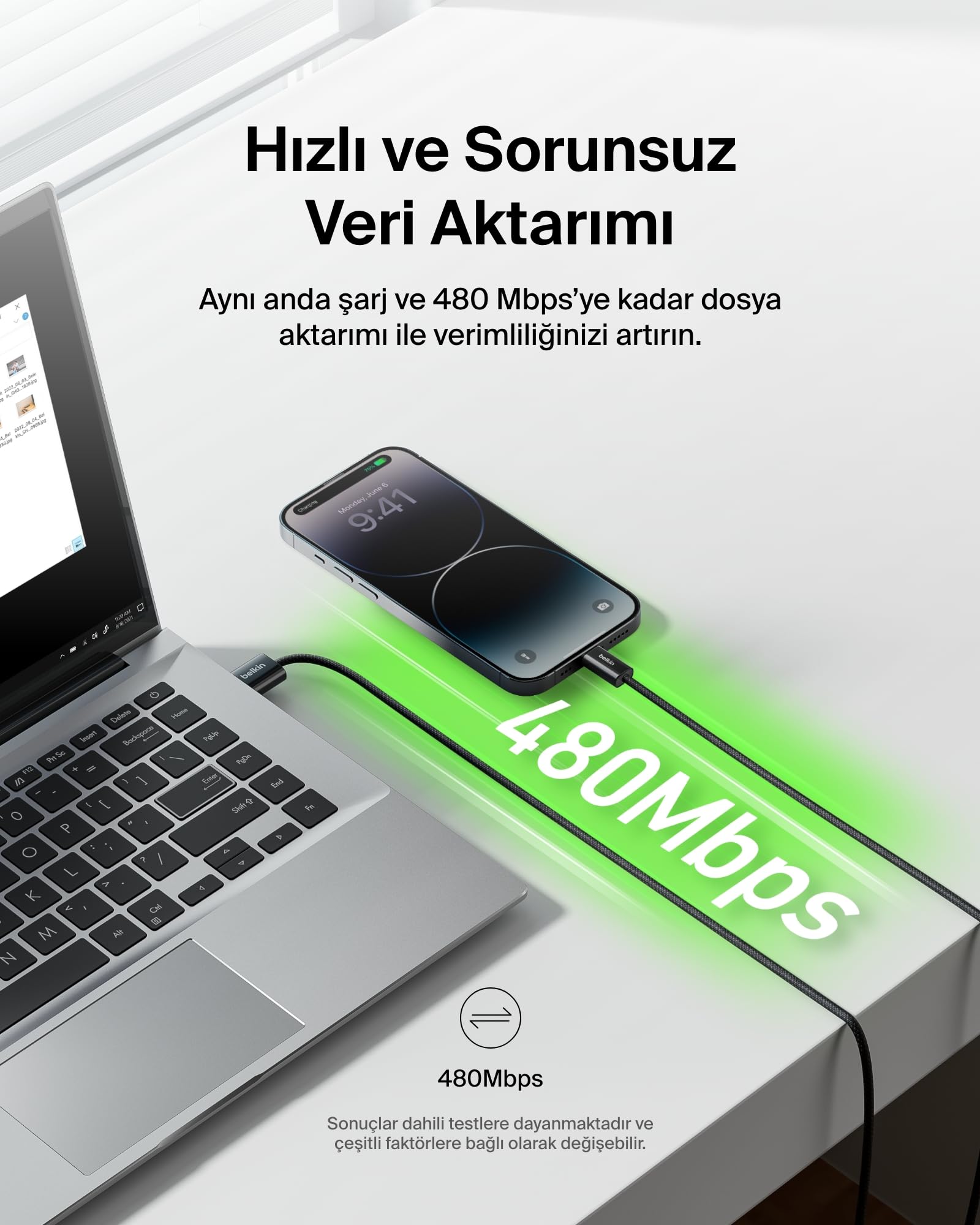 Belkin 2'li Örgülü USB-A - Lightning Kablo, 1,5 m, Yumuşak, Esnek ve Hızlı Şarj Kablosu, iPhone 14 ve Önceki Modeller, 9. Nesil iPad ve AirPods ile Uyumlu, Siyah