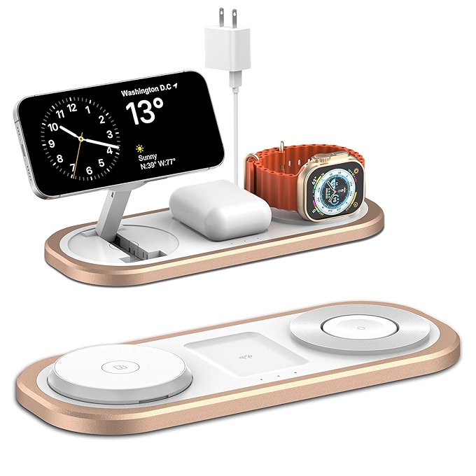 三合一无线充电器，适用于iPhone、Apple Watch和AirPods（金色）