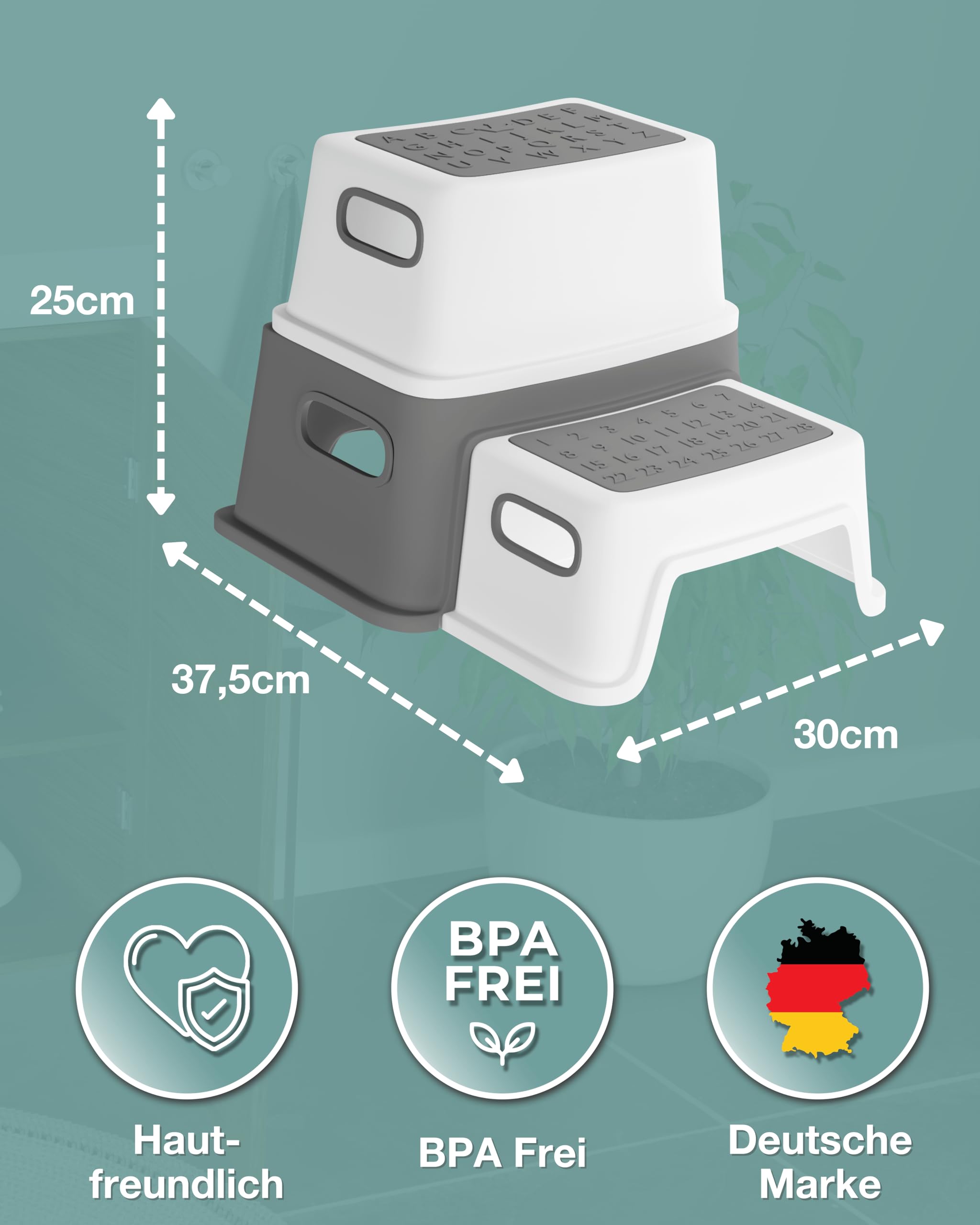 Opstapkruk voor kinderen met 2 treden, bamboe trapkruk, met anti-slip pads en draagbare handgrepen, 80 kg capaciteit, voor badkamer, keuken, kinderkamer en toilet, potjestraining Opstapkruk voor kinderen met 2 treden, bamboe trapkruk, met anti-slip pads en draagbare handgrepen, 80 kg capaciteit, voor badkamer, keuken, kinderkamer en toilet, potjestraining