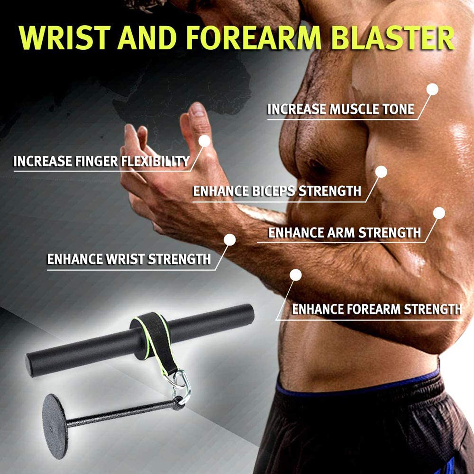 Rullo per avambraccio e Polso, Rullo per avambraccio e avambraccio, per Allenamento, Fitness, Allenamento per la Forza delle Braccia, per Palestra e casa