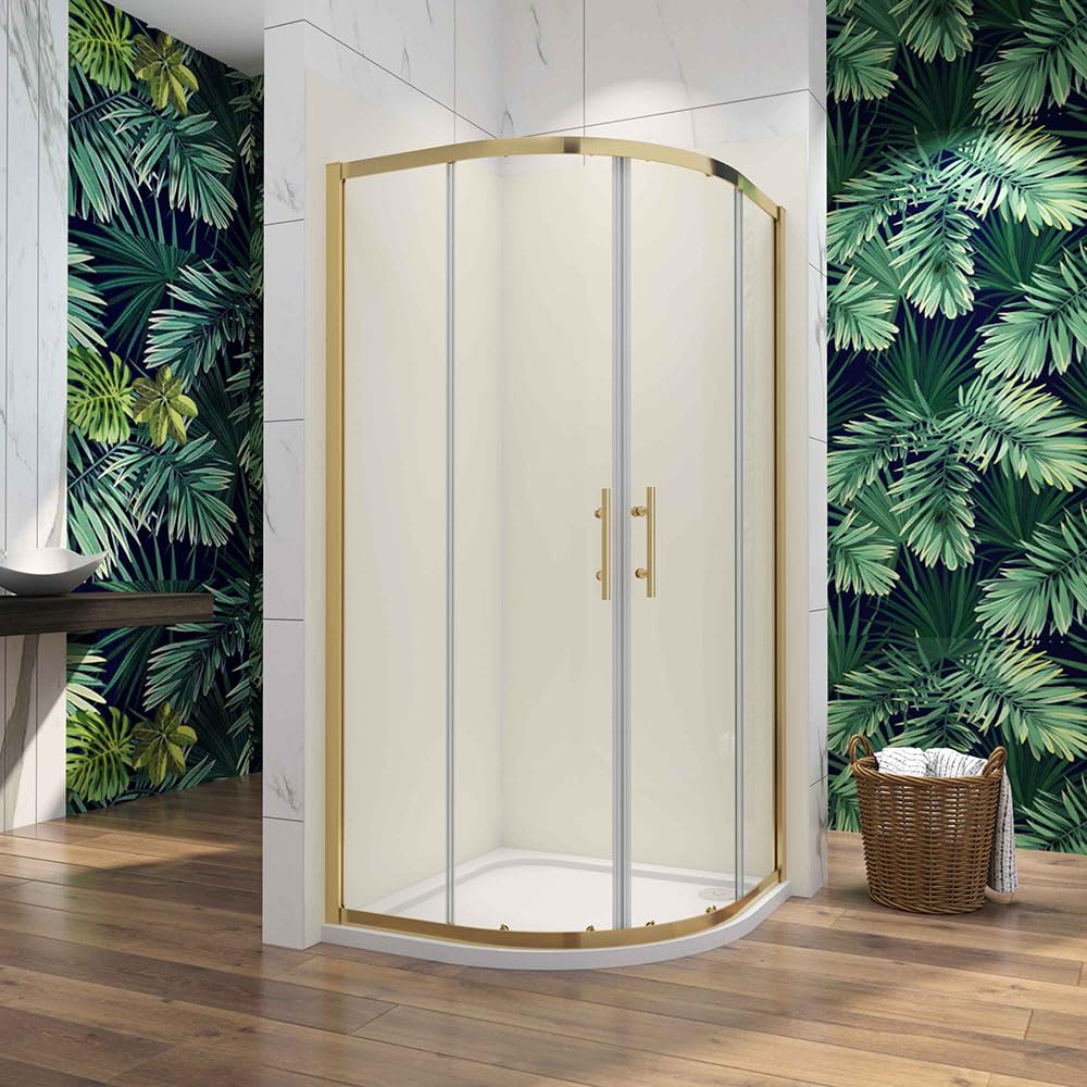 Brushed Gold Quadrant 800x800x1850mm Shower Enclosure Cubicle