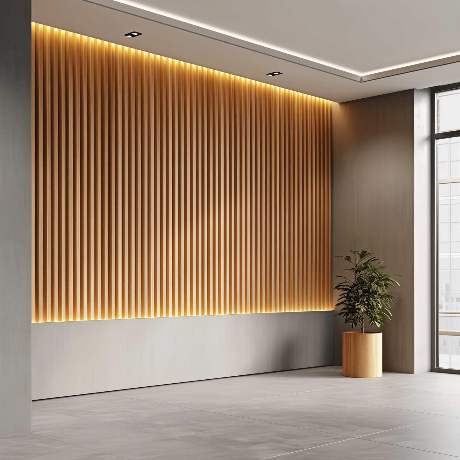Mozart - Set di 2 pannelli fonoassorbenti decorativi in legno 235x60 cm, superficie totale 2,82 mq, beige