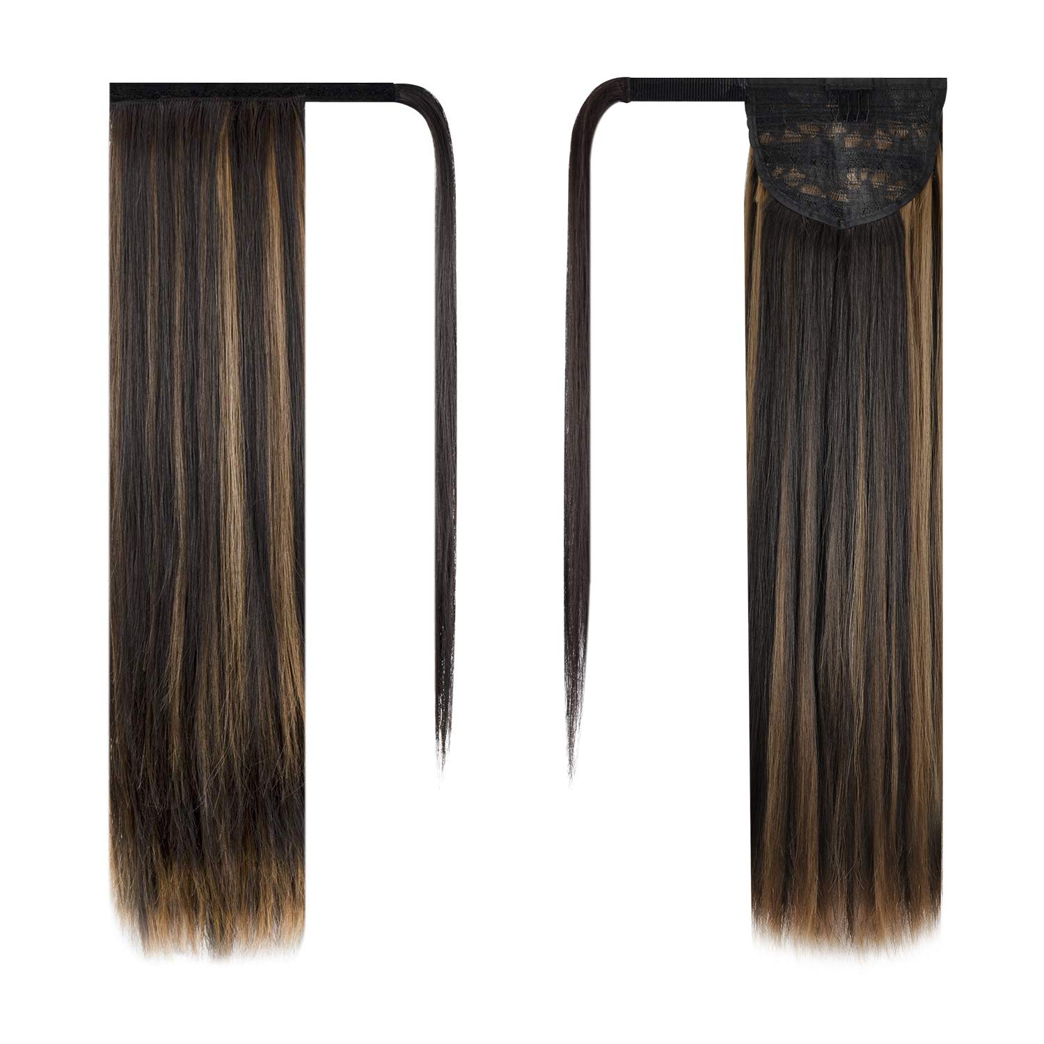 ✨24” #4/#27 Dark Brown STRAIGHT CLIP ON PONYTAIL Amazon.com : Fashion Icon Dark Brown Ponytail Extensions  main image 3